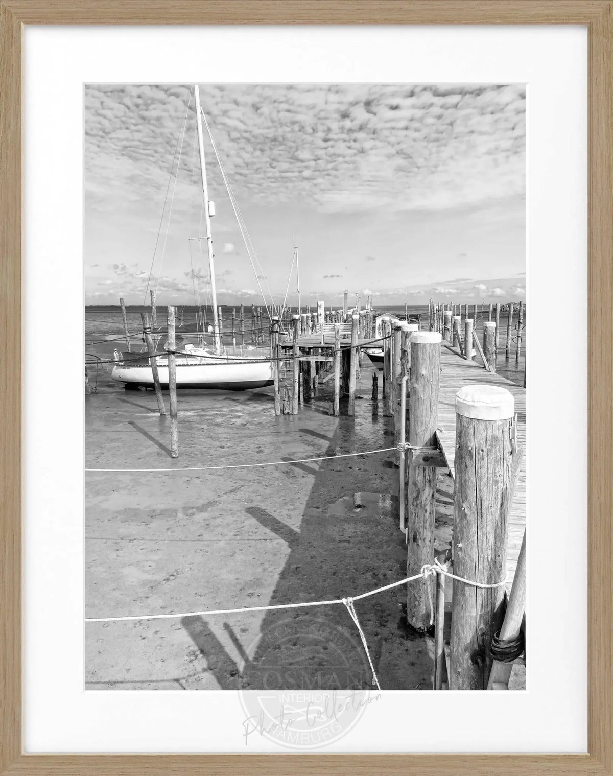 Schwarz-weiß Poster mit Rahmen, Sylt Rantum, Cosman-Photocollection, 25x31 cm, Wanddekoration mit Strandmotiv