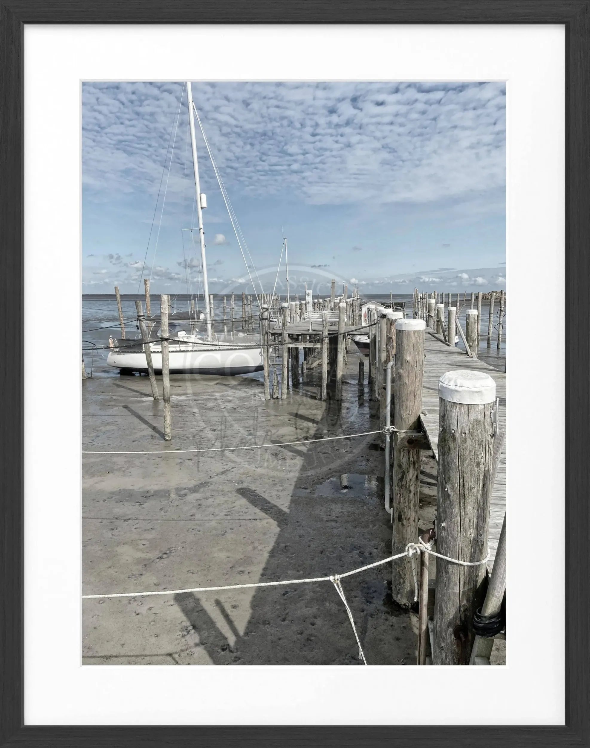 Schwarz-weiß Poster mit Rahmen von Cosman-Photocollection, Motiv Sylt Rantum, 25x31 cm, Wanddekoration