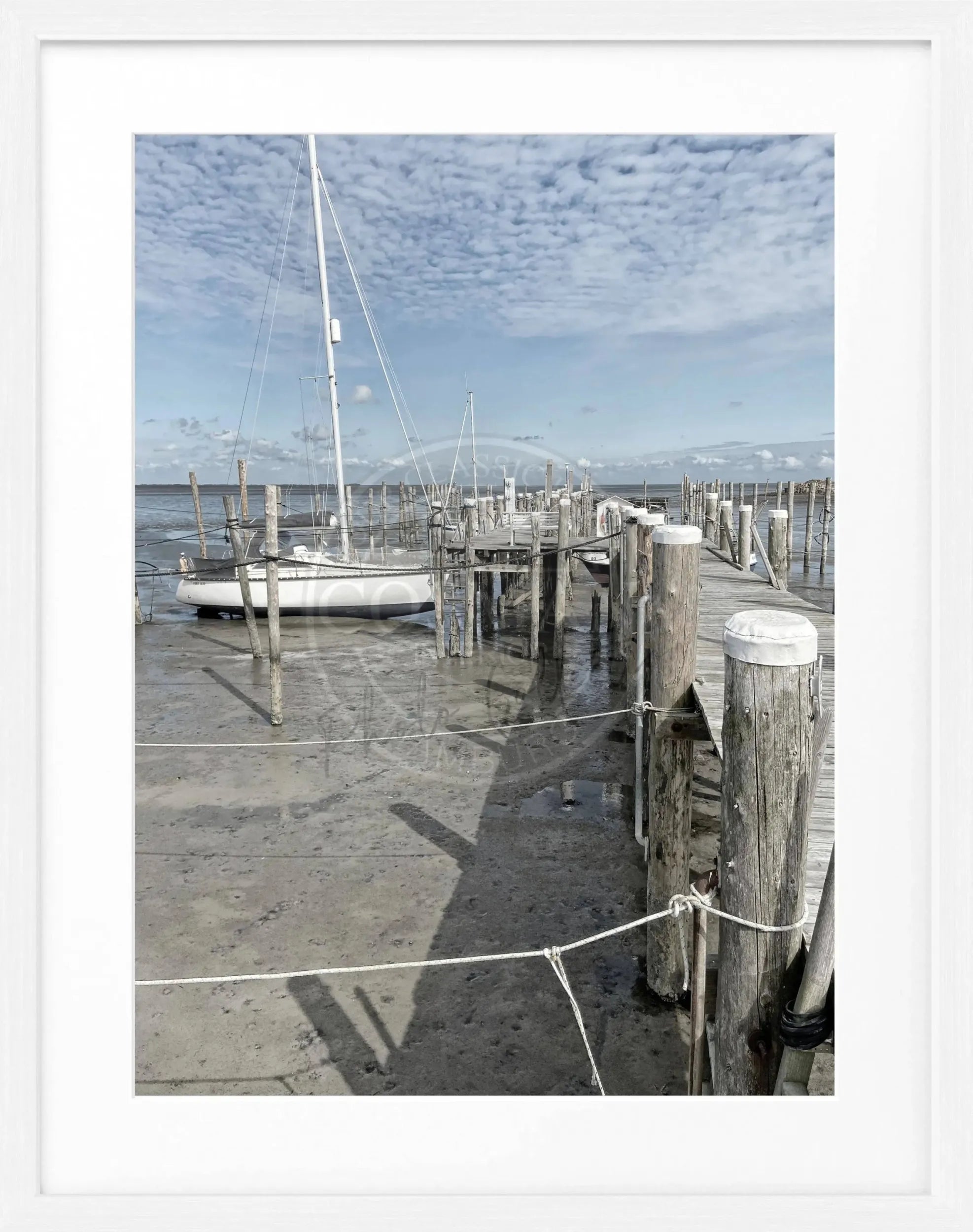 Schwarz-weiß Poster mit Rahmen, Sylt Rantum, von Cosman-Photocollection, 25x31 cm, dekoratives Wandbild