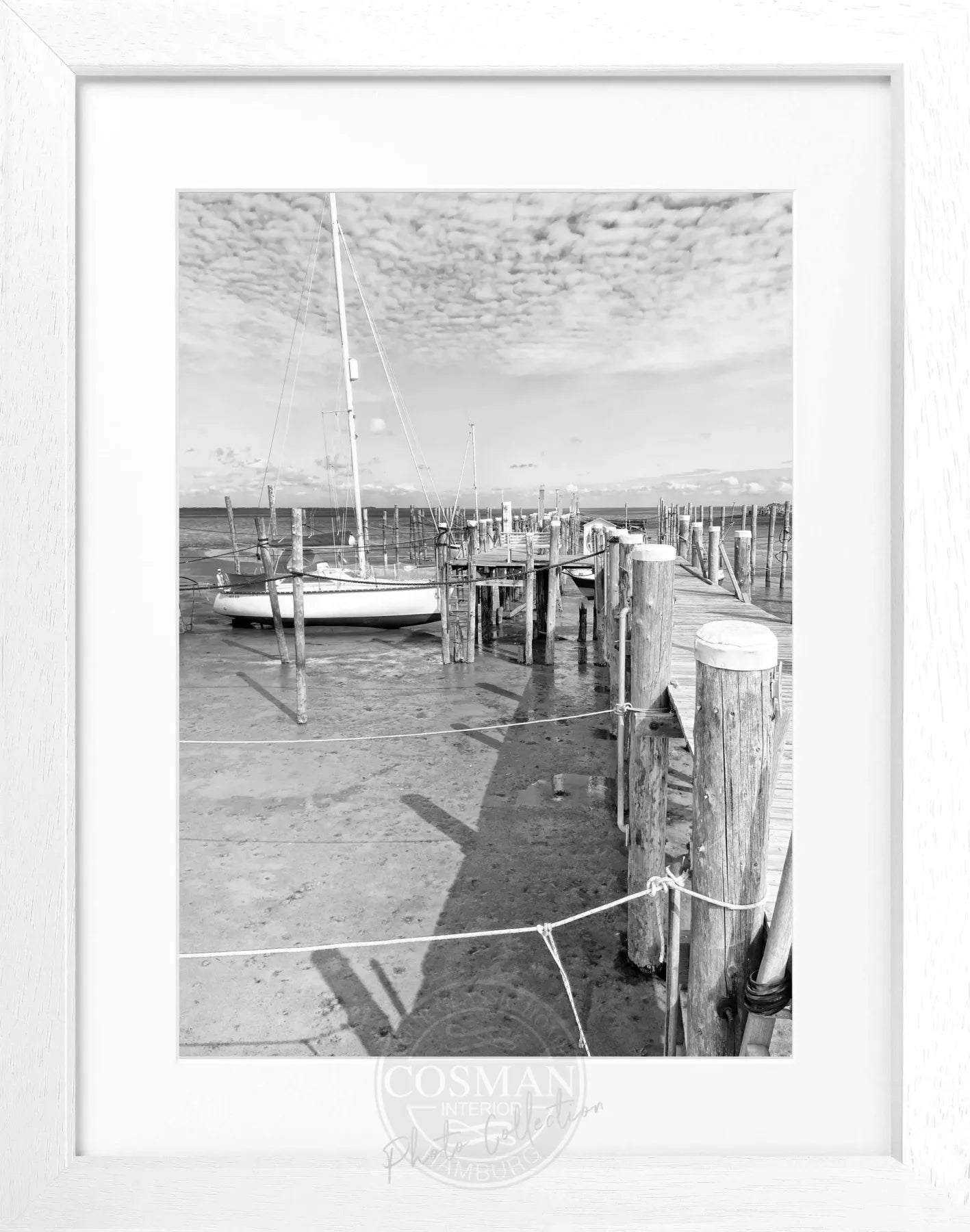 Schwarz-weiß Poster mit Rahmen, Sylt Rantum, von Cosman-Photocollection, 25x31cm, ideal für Wanddekoration.