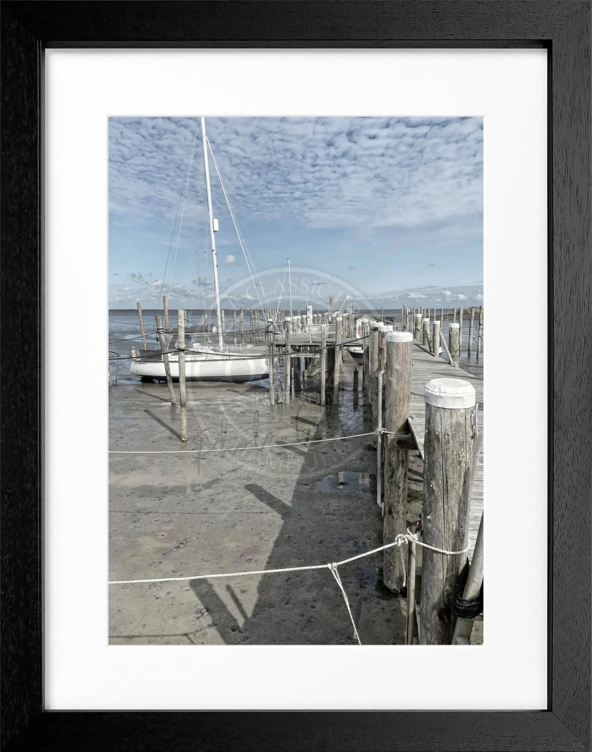 Schwarz-weiß Poster mit Rahmen, Sylt Rantum, von Cosman-Photocollection, 25x31cm, dekoratives Wandbild