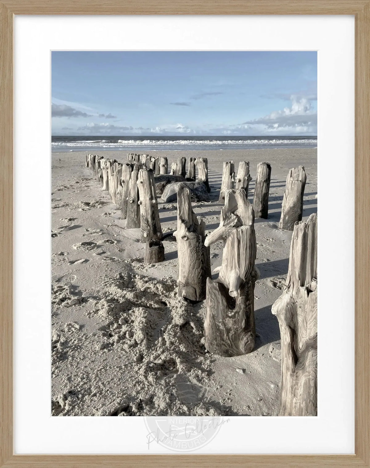 Schwarz-weiß Poster mit Rahmen von Cosman-Photocollection, Motiv Sylt Strand, 25x31 cm, stilvolle Wanddekoration
