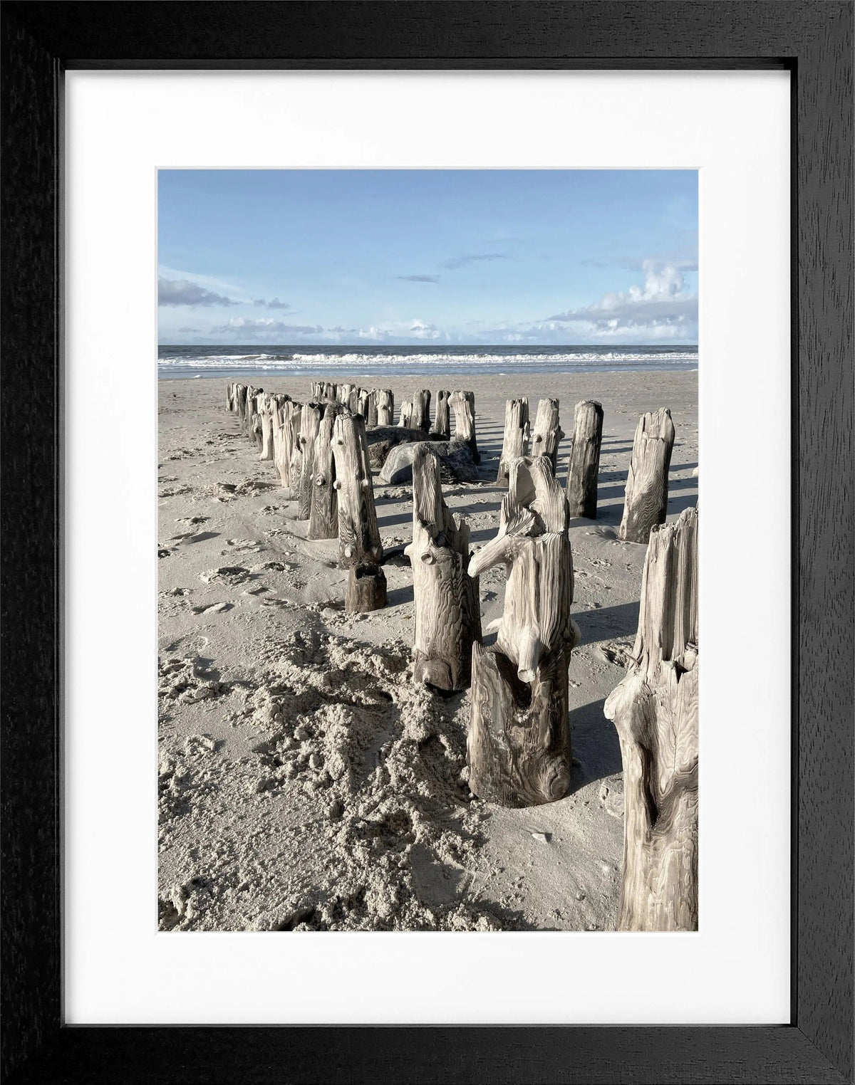 Schwarz-weiß Poster mit Rahmen von Cosman-Photocollection, Motiv Strand auf Sylt, Maße 25x31 cm, stilvolle Wanddekoration