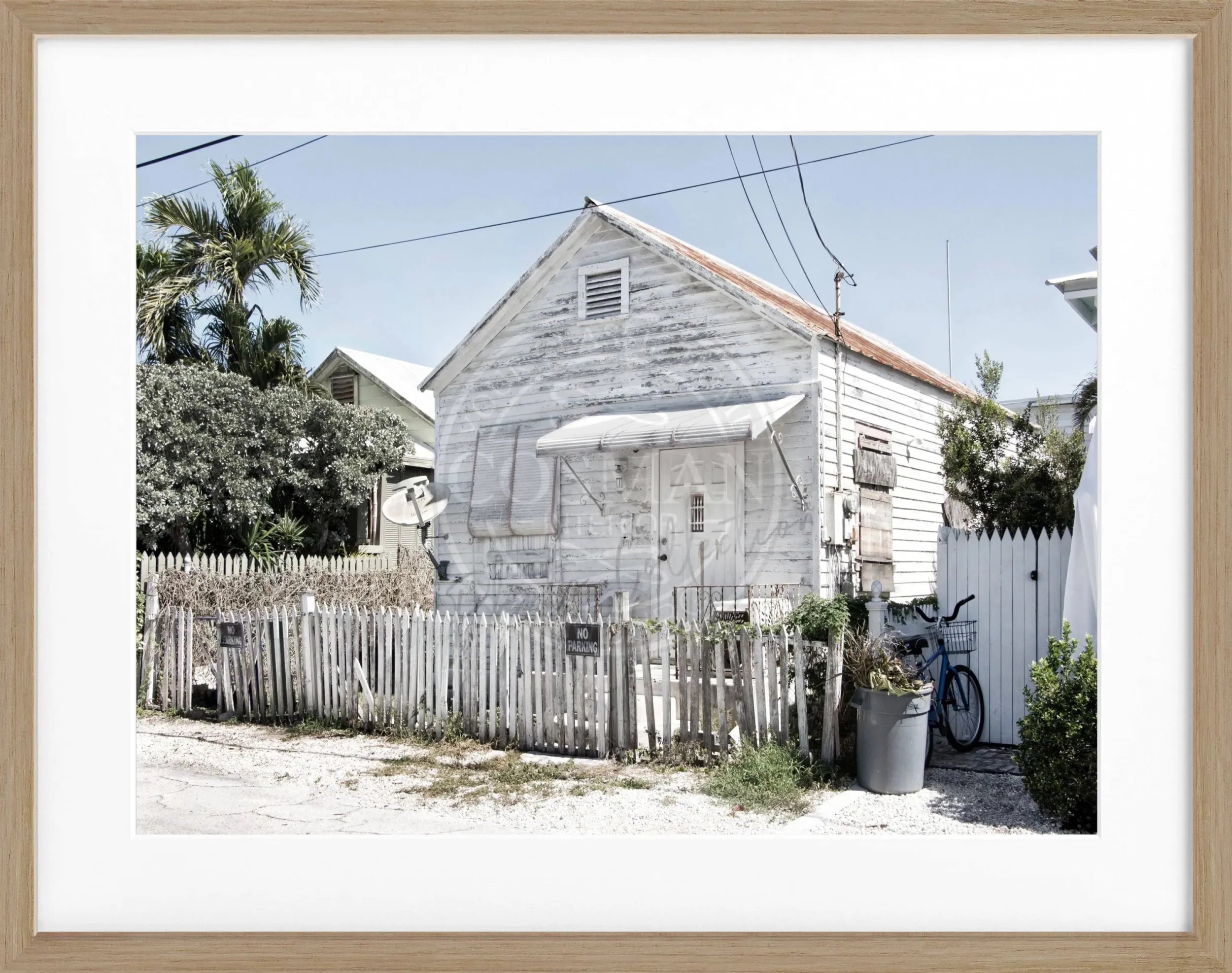 Schwarz-weiß Poster mit Rahmen, Florida Key West Motiv, von Cosman-Photocollection, Maße ca. 31x25 cm