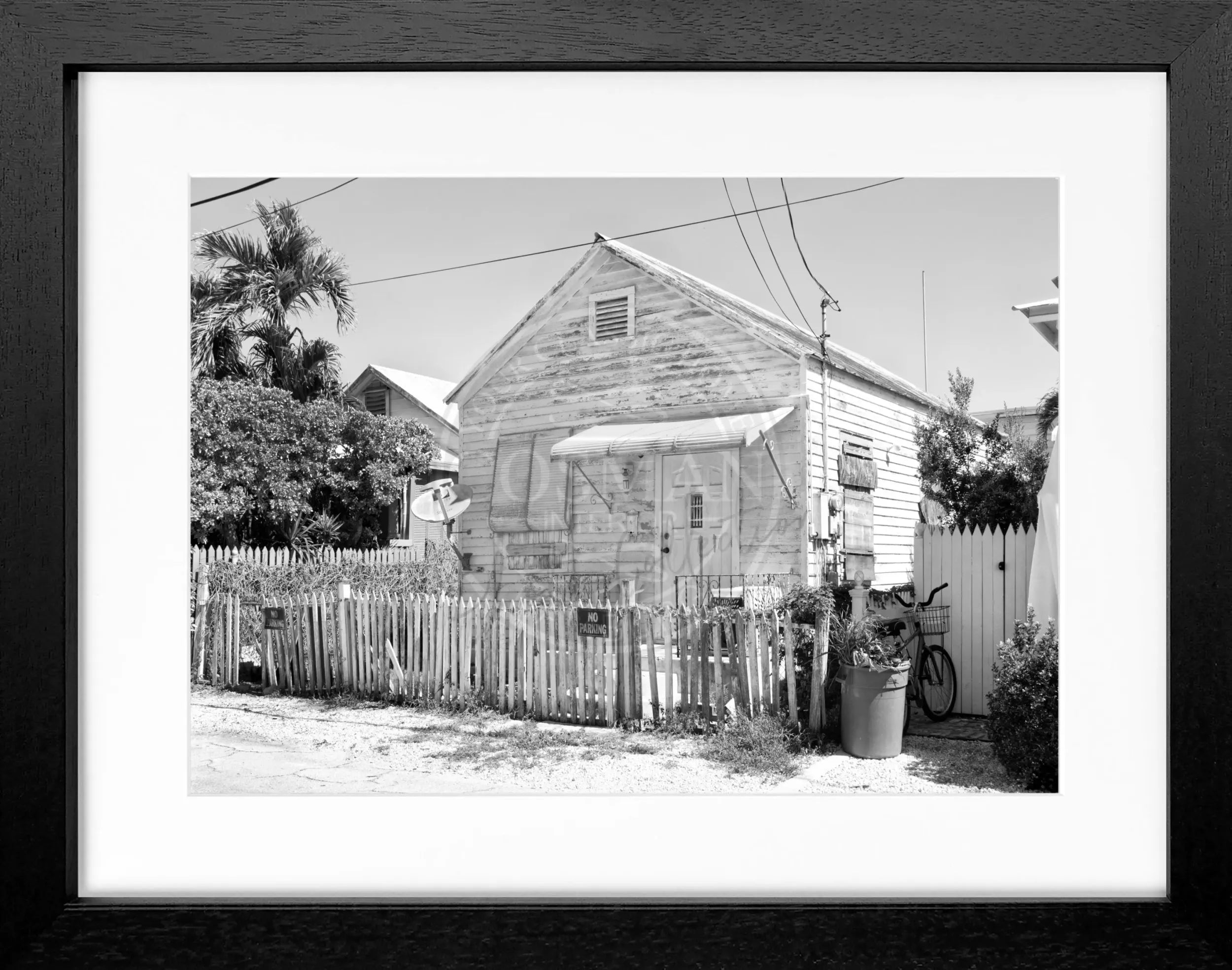 Schwarz-weiß Poster mit Rahmen von Florida Key West FL06, 31x25 cm, von Cosman-Photocollection, dekoratives Wandbild