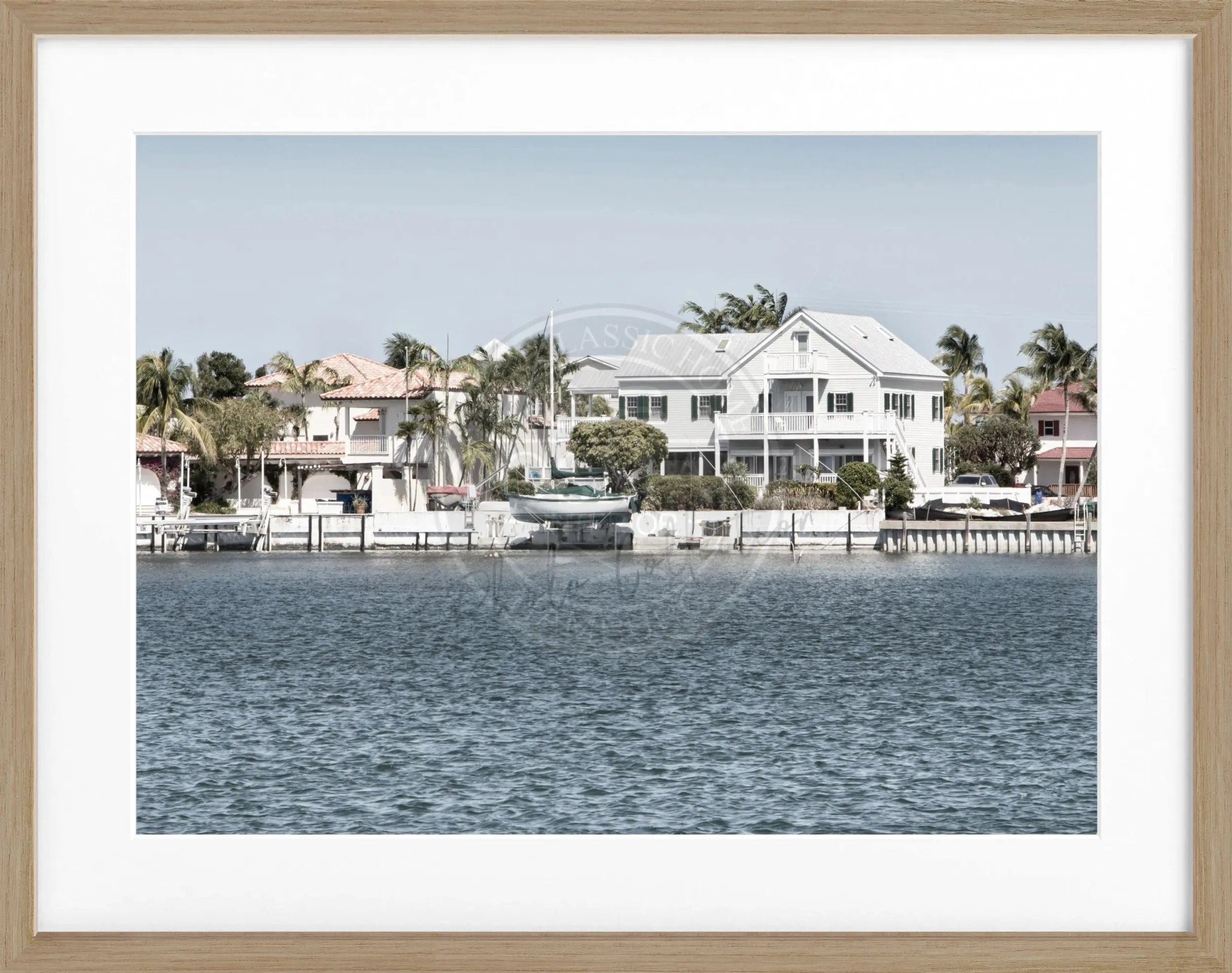 Schwarz-weiß Poster mit Rahmen von Florida Key West, 31x25 cm, von Cosman-Photocollection, maritime Strand- und Küstenmotiv