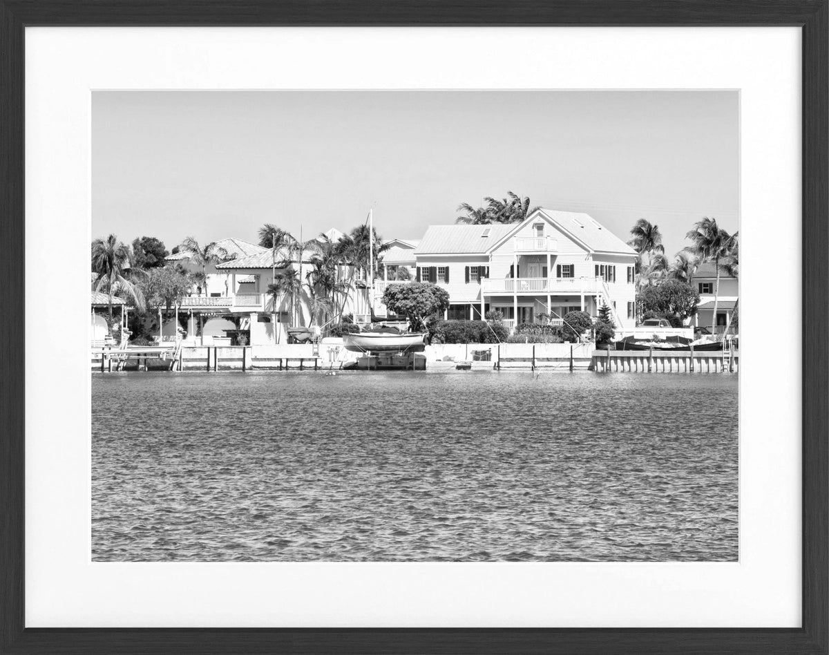 Schwarz-weiß Poster mit Rahmen, Florida Key West Motiv, 31x25 cm, von Cosman-Photocollection