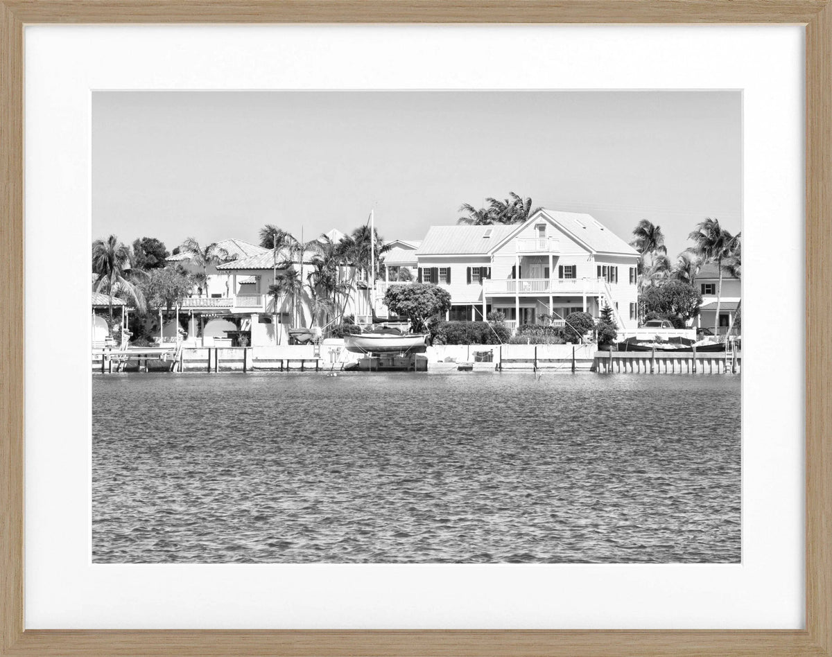 Schwarz-weiß Poster mit Rahmen von Florida Key West, 31x25cm, von Cosman-Photocollection, dekoratives Wandbild.