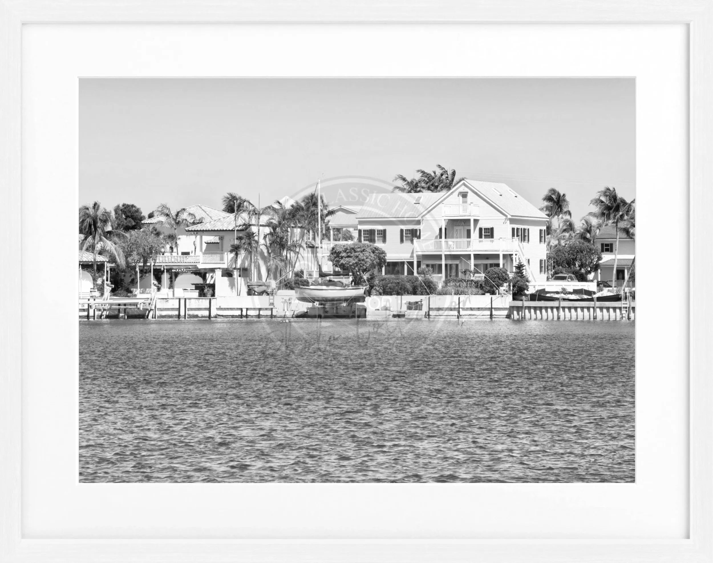 Schwarz-weiß Poster mit Rahmen, Florida Key West, von Cosman-Photocollection, ca. 31x25 cm, Wanddeko, Kunstfotografie