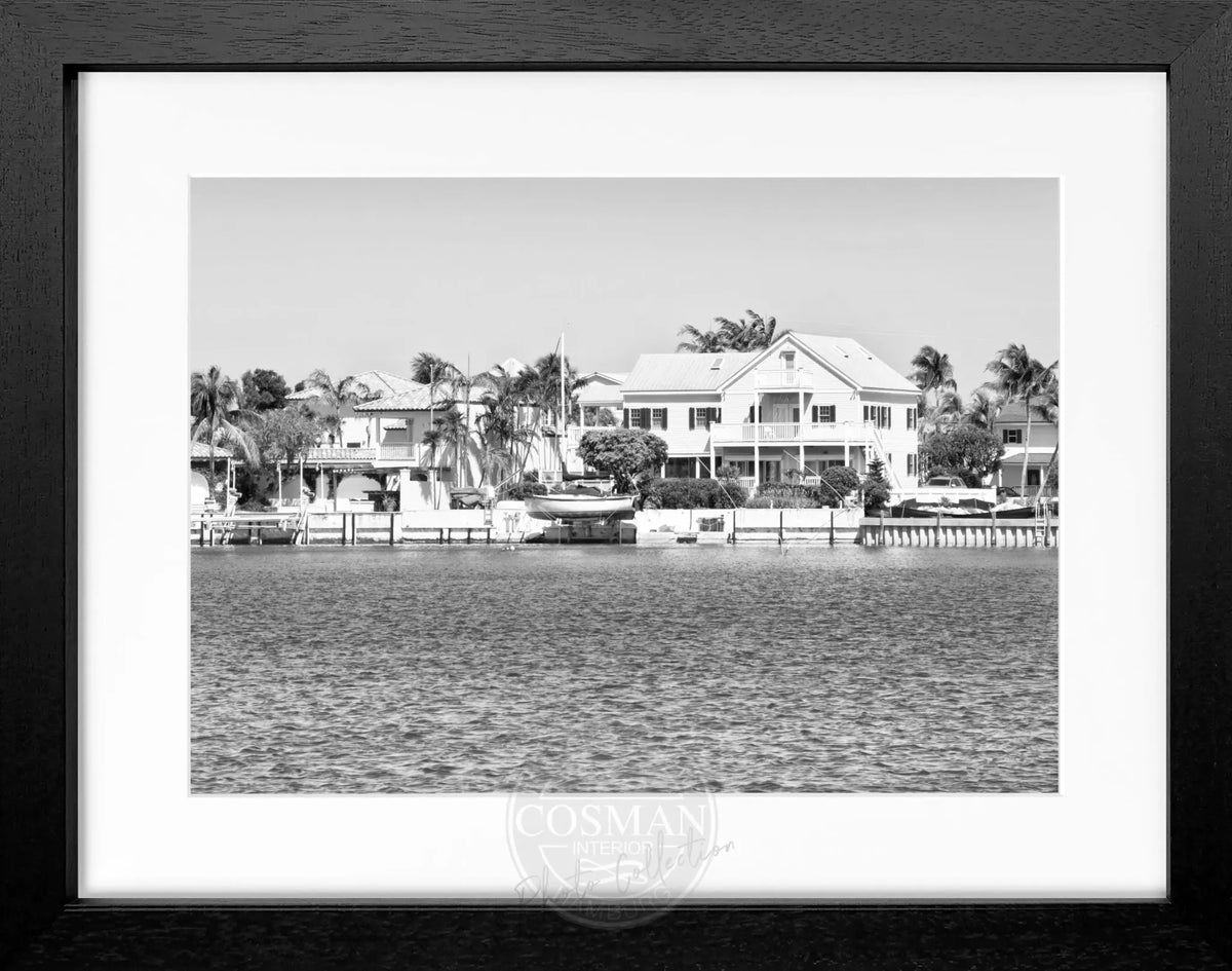 Schwarz-weiß Poster mit Rahmen von Florida Key West, 31x25cm, von Cosman-Photocollection, ideal als Wanddekoration