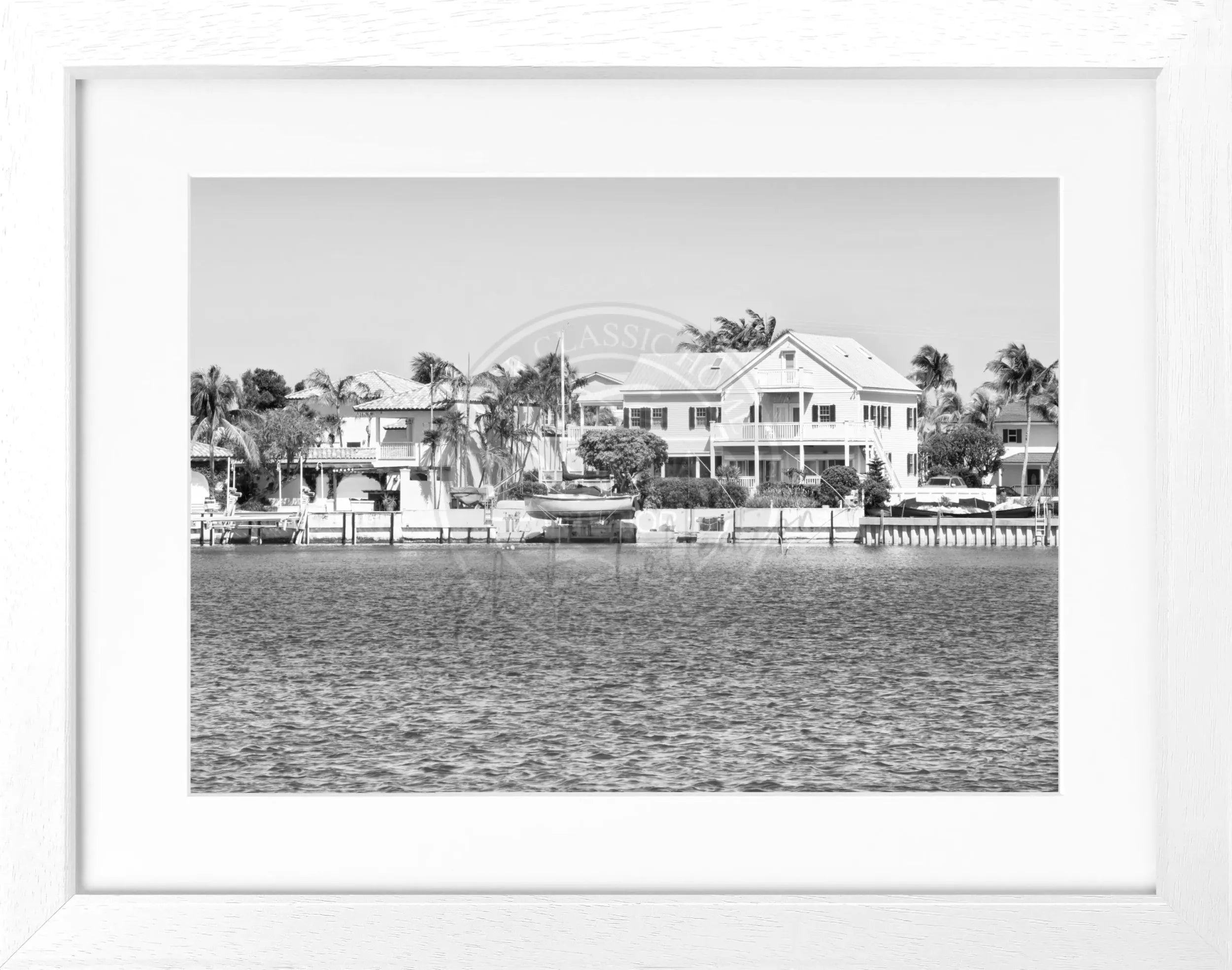 Schwarz-weiß Poster mit Rahmen von Florida Key West, 31x25cm, von Cosman-Photocollection, ideal für Wanddekoration.