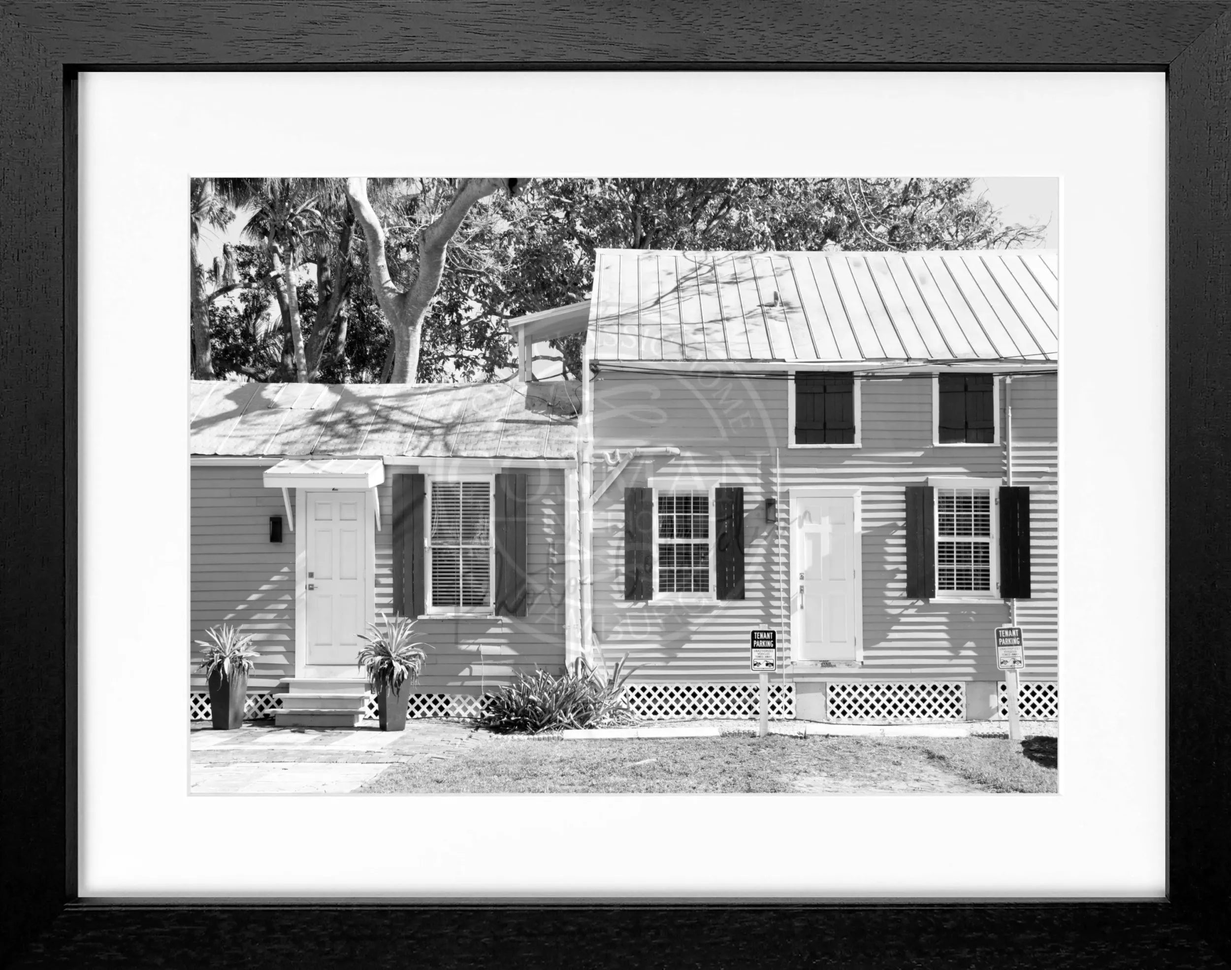 Schwarz-weiß Poster mit Rahmen von Florida Key West, 31x25cm, von Cosman-Photocollection.