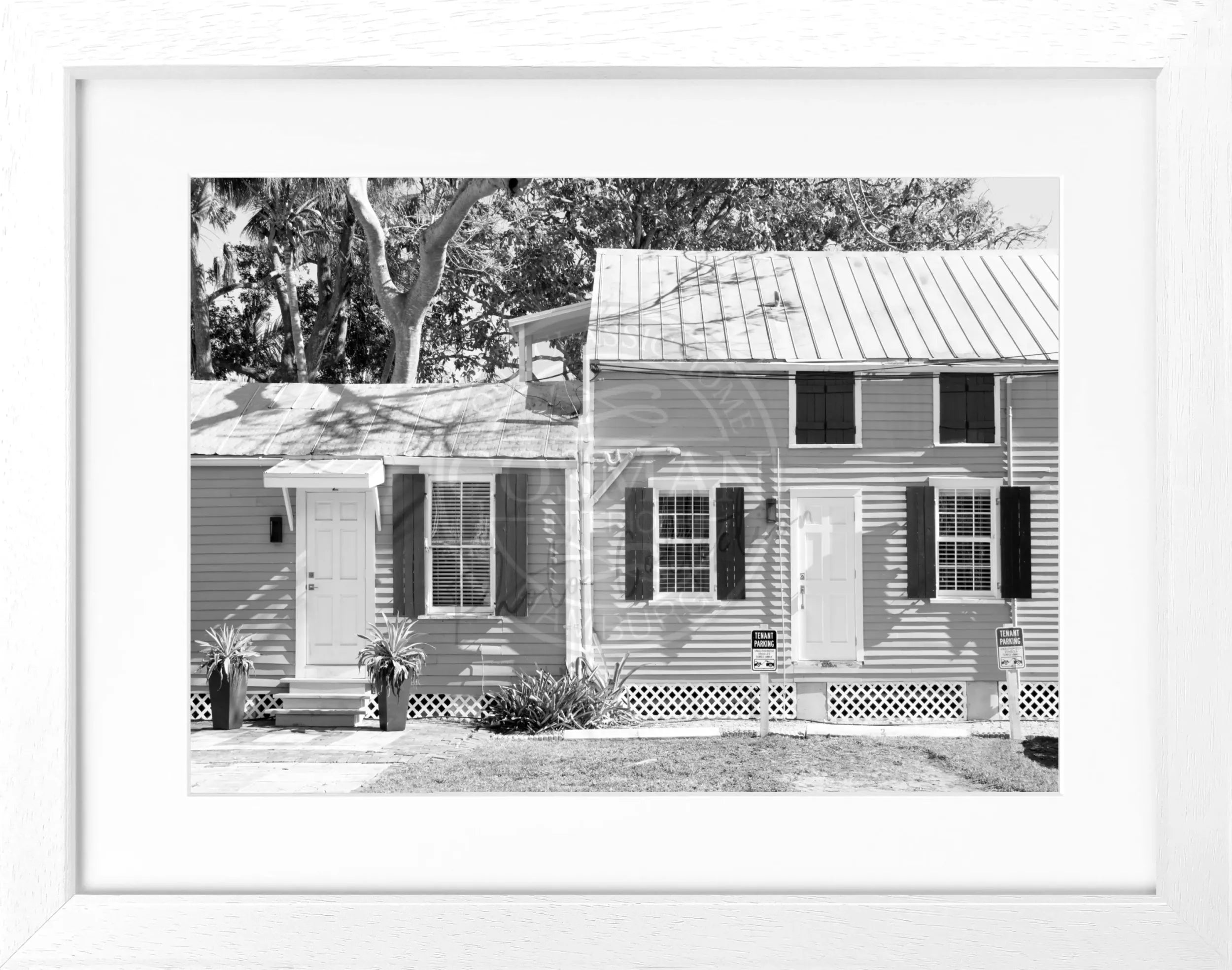 Schwarz-weiß Poster mit Rahmen von Florida Key West, 31x25cm, von Cosman-Photocollection, dekoratives Wandbild