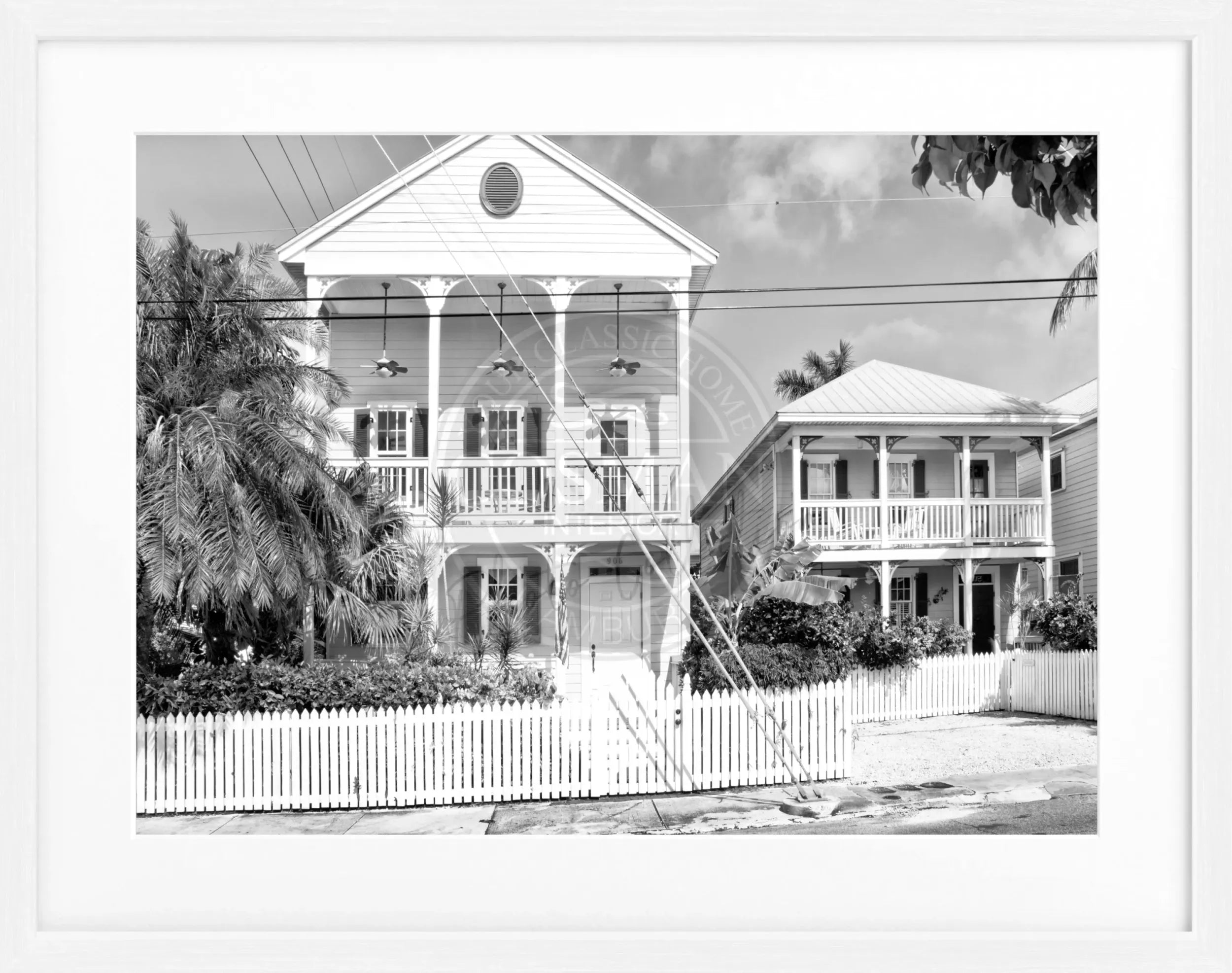 Schwarz-weiß Poster mit Rahmen von Florida Key West, 31x25cm, von Cosman-Photocollection, ideal für Wanddekoration.