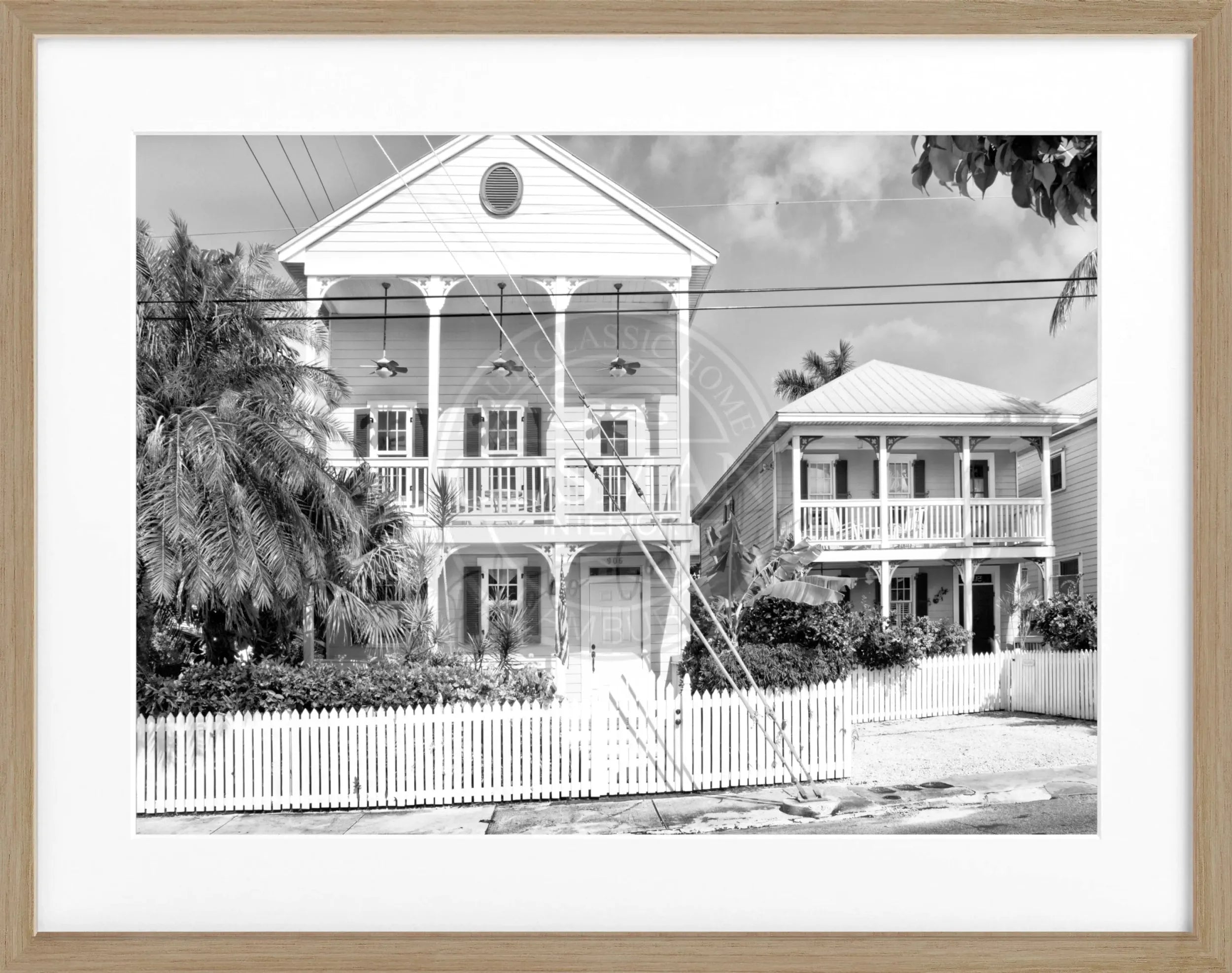 Schwarz-weiß Poster mit Rahmen, Florida Key West Motiv, von Cosman-Photocollection, 31x25 cm