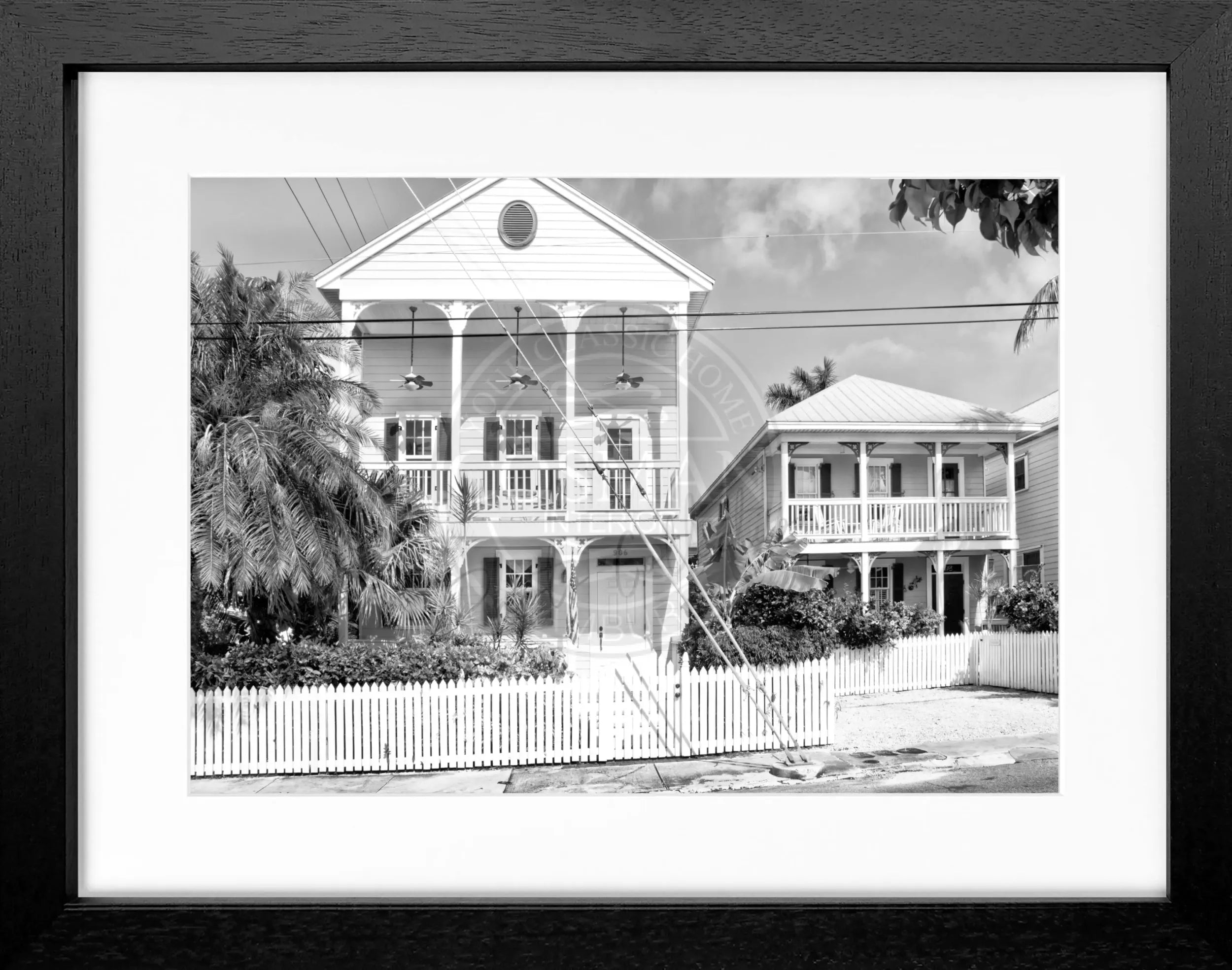Schwarz-weiß Poster mit Rahmen von Florida Key West, 31x25 cm, von Cosman-Photocollection, Wanddekoration mit Meeresmotiven