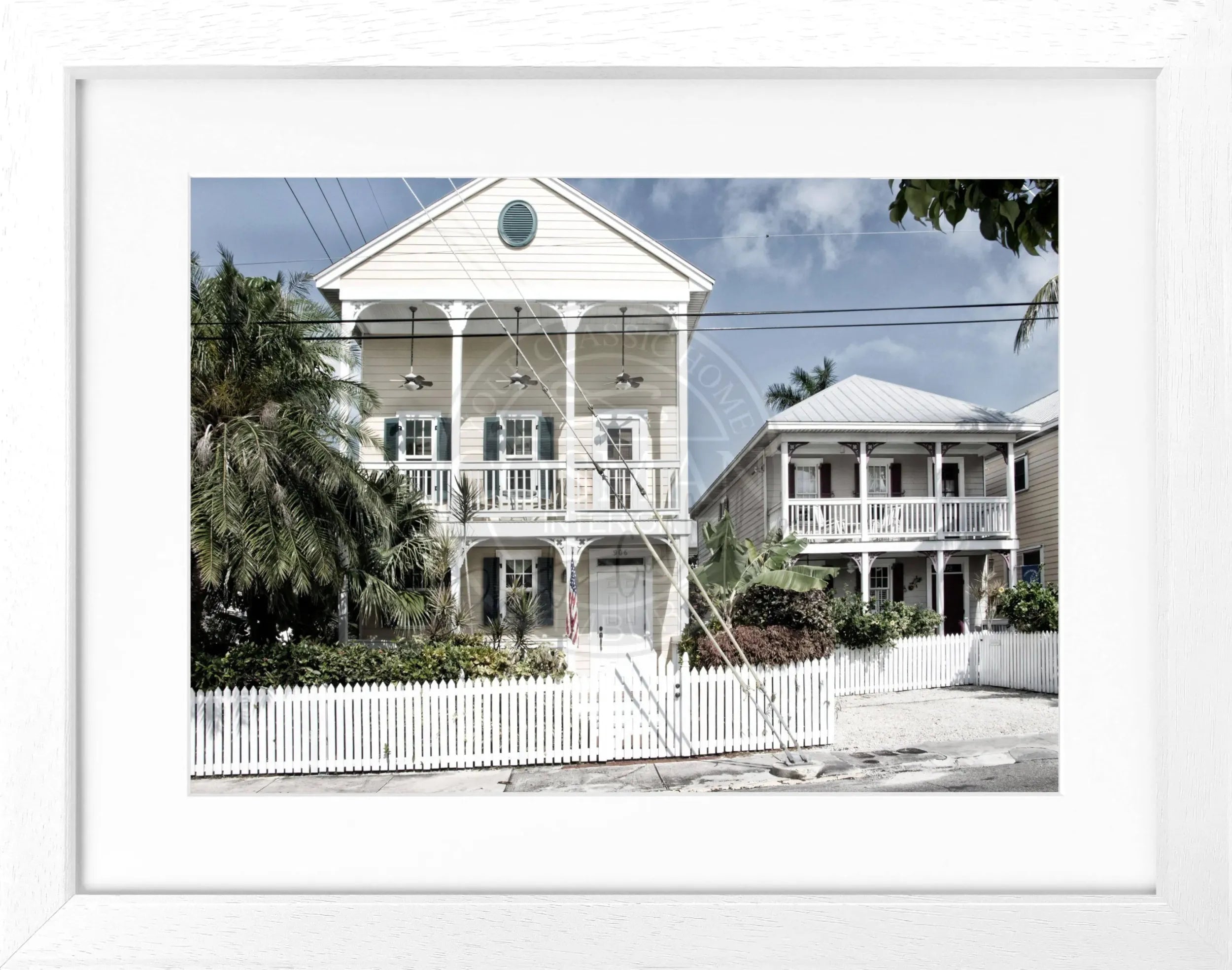 Schwarz-weiß Poster von Florida Key West mit schwarzem Rahmen, von Cosman-Photocollection, 31x25 cm, Wanddekoration