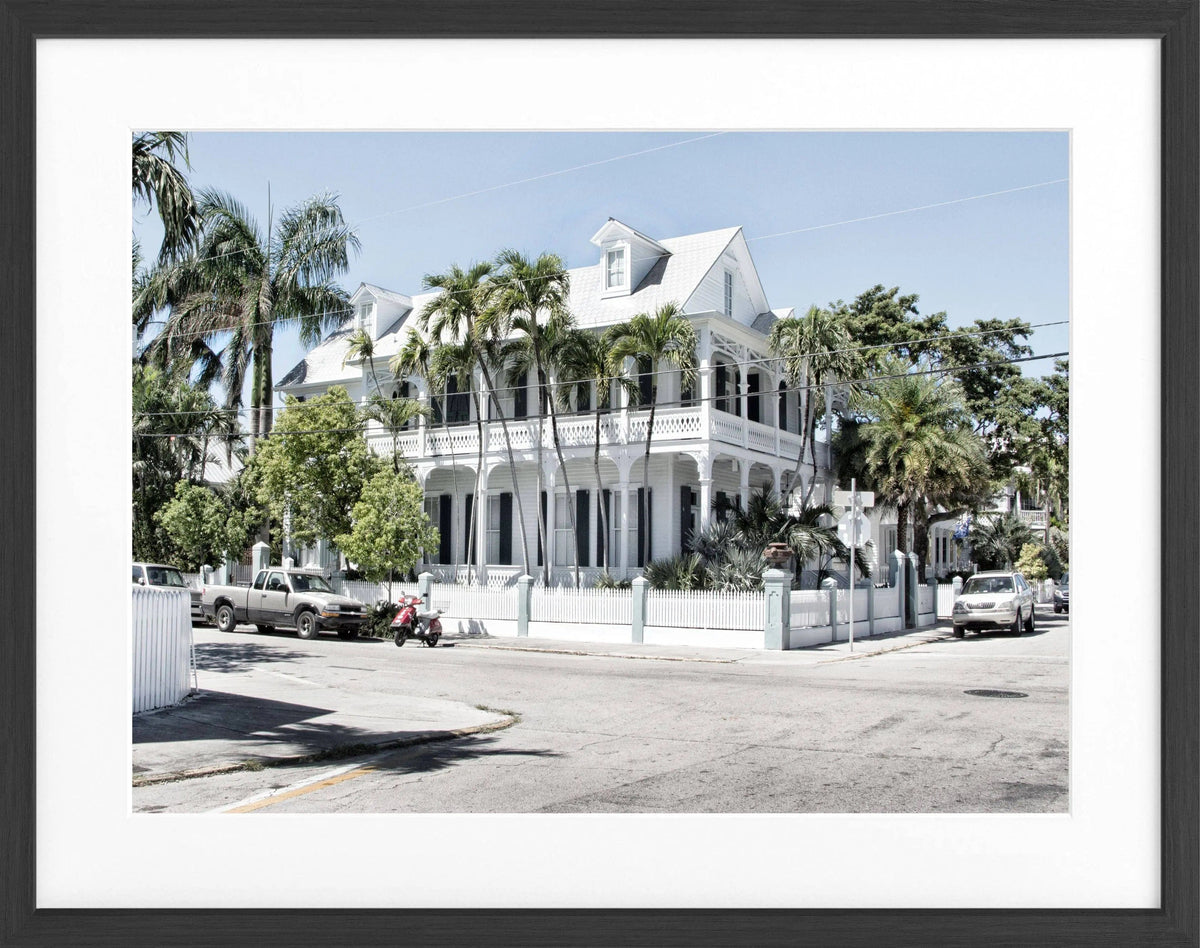 Schwarz-weiß Poster mit Rahmen von Florida Key West, 31x25cm, von Cosman-Photocollection, Wanddekoration im Foto