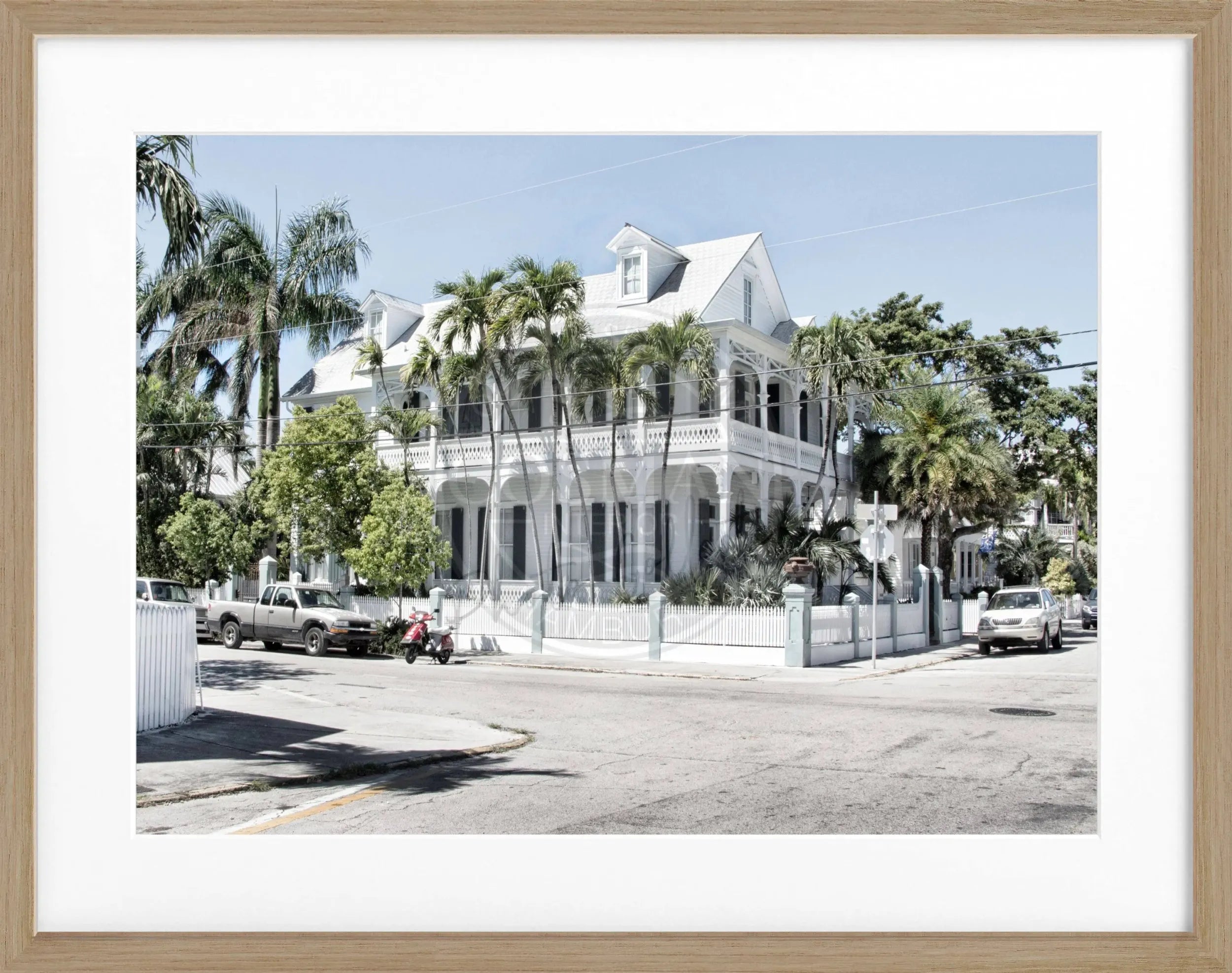 Schwarz-weiß Poster mit Rahmen von Florida Key West, 31x25cm, von Cosman-Photocollection, stilvolle Wanddekoration