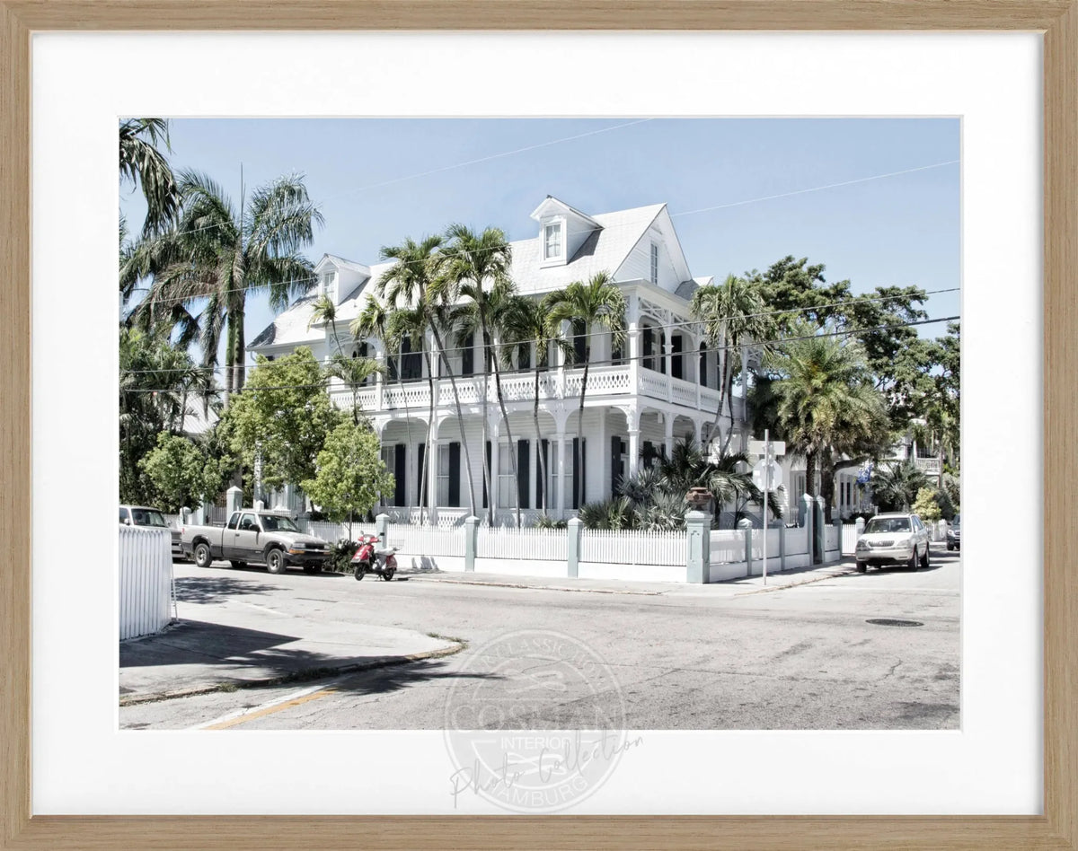 Schwarz-weiß Poster mit Rahmen von Florida Key West, 31x25cm, von Cosman-Photocollection, stilvolle Wanddekoration