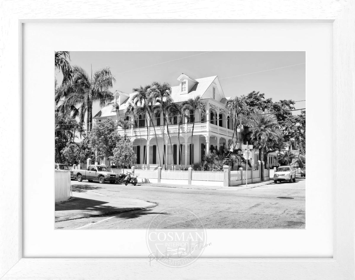 Schwarz-weiß Poster mit Rahmen Florida Key West von Cosman-Photocollection, 31x25 cm, Wanddekoration mit Motiv aus Florida