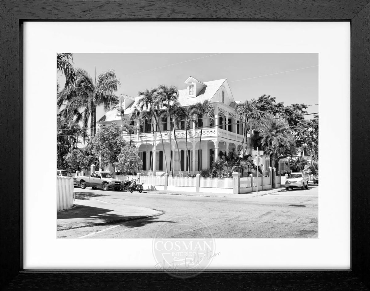 Schwarz-weiß Poster mit Rahmen von Florida Key West, 31x25 cm, von Cosman-Photocollection, dekoratives Wandbild