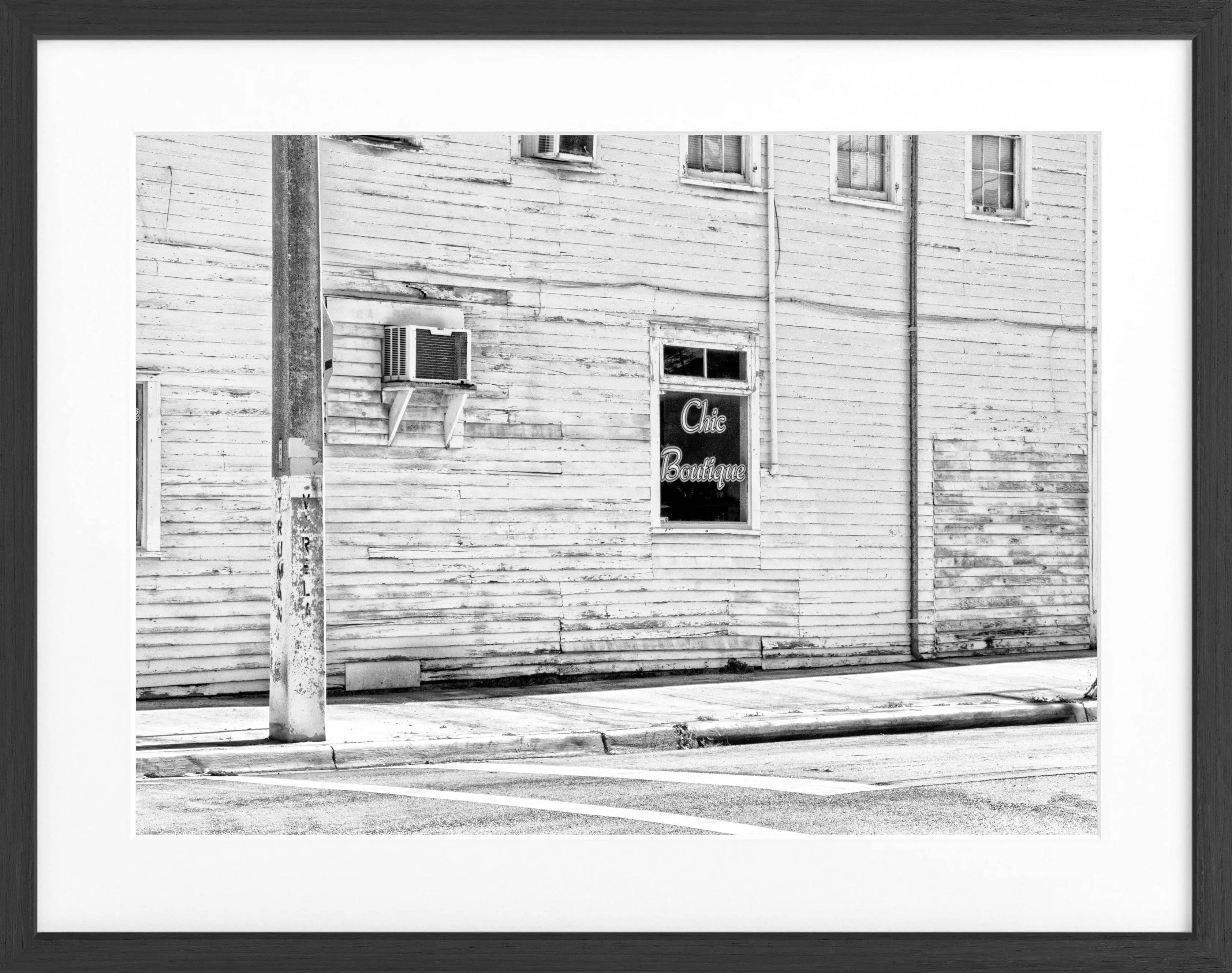 Schwarz-weiß Poster mit Rahmen von Cosman-Photocollection, Florida Key West Motiv, 31x25cm, ideal für Wanddekoration