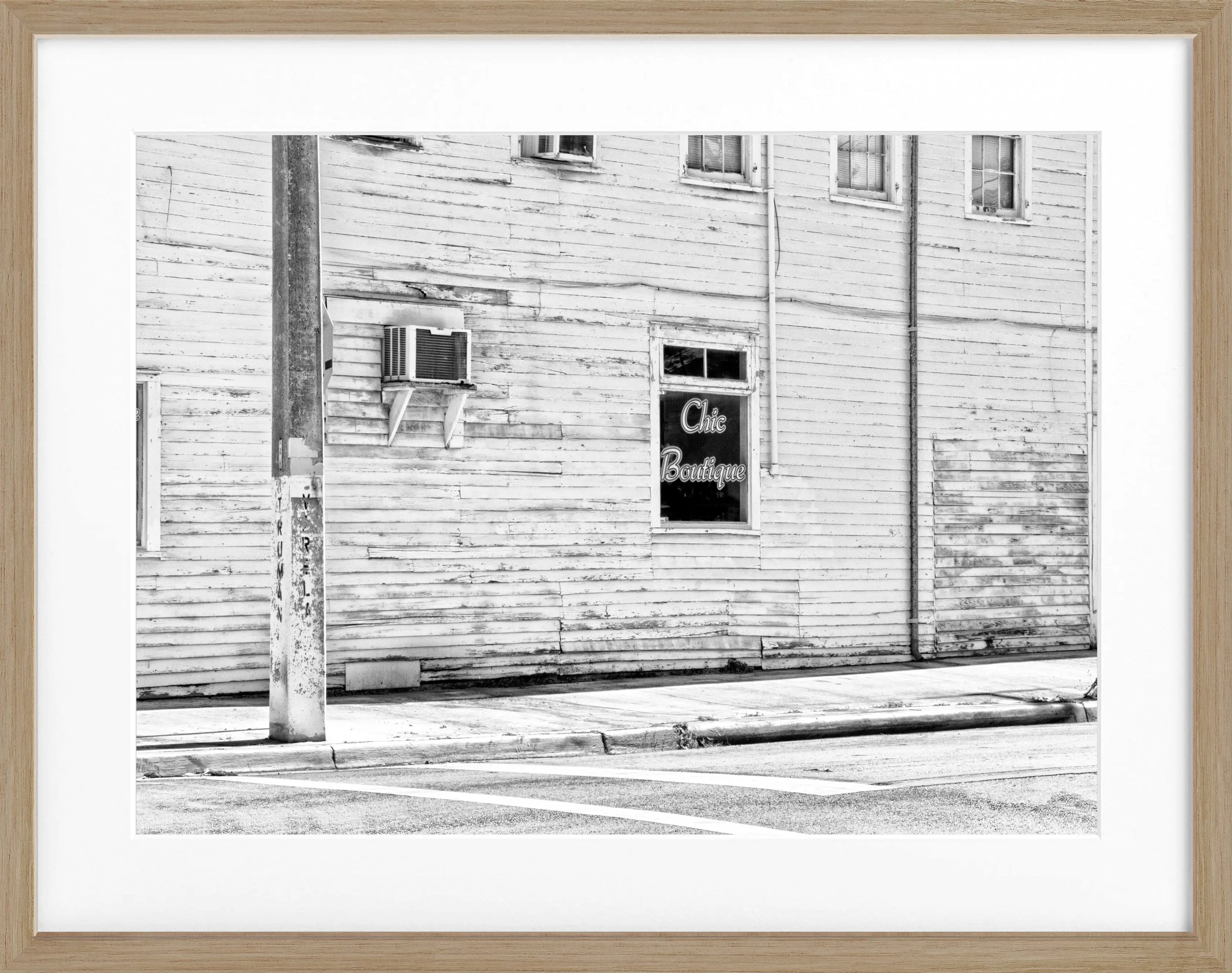 Schwarz-weiß Poster mit Rahmen von Florida Key West, 31x25cm, von Cosman-Photocollection, Wanddekoration mit Meeresmotiv