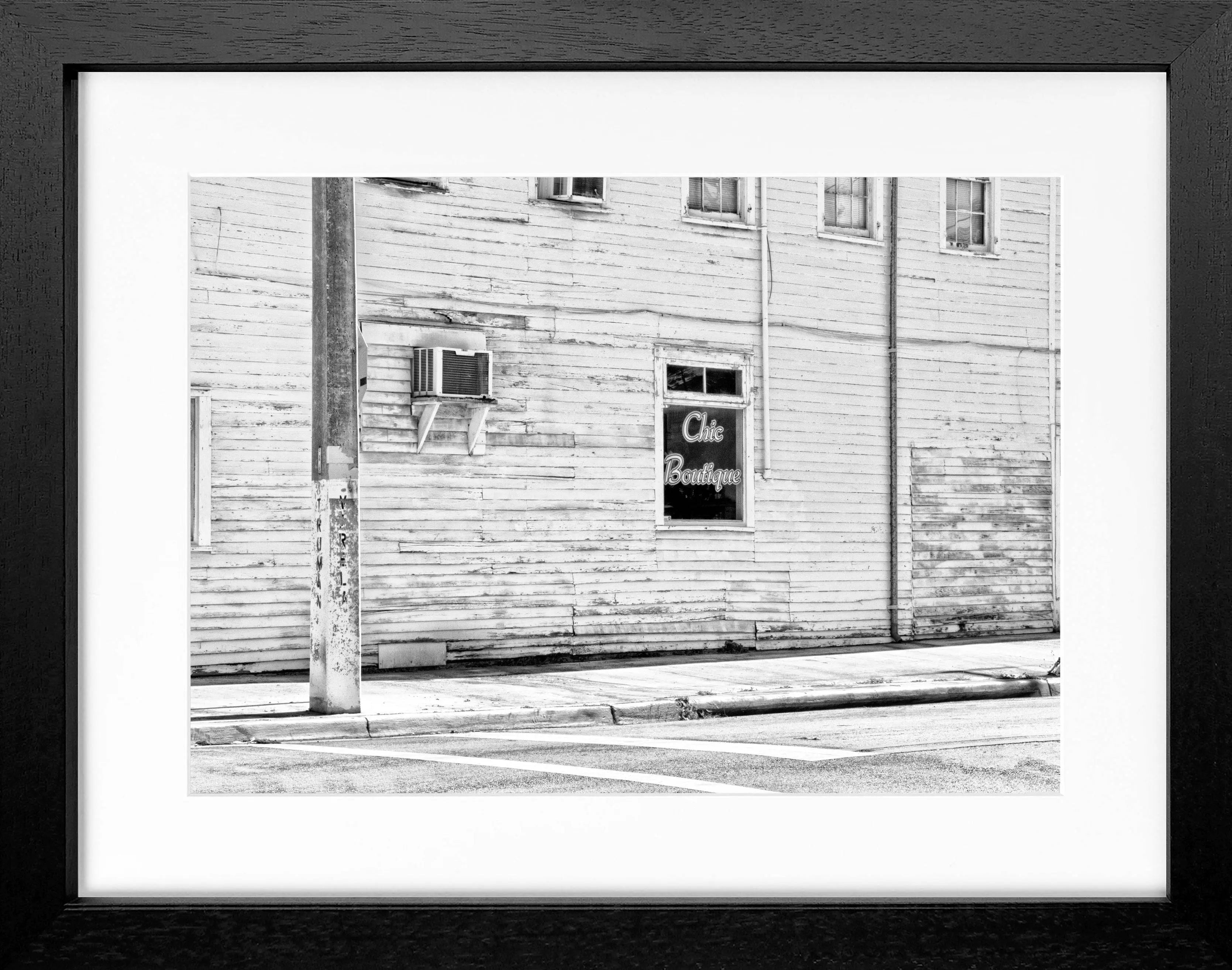 Schwarz-weiß Poster mit Rahmen von Florida Key West, 31x25cm, von Cosman-Photocollection, ideal für Wanddekoration.