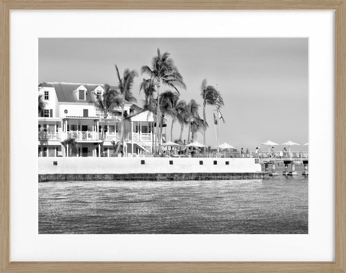 Schwarz-weiß Poster mit Rahmen von Florida Key West, 31x25cm, von Cosman-Photocollection, dekoratives Wandbild
