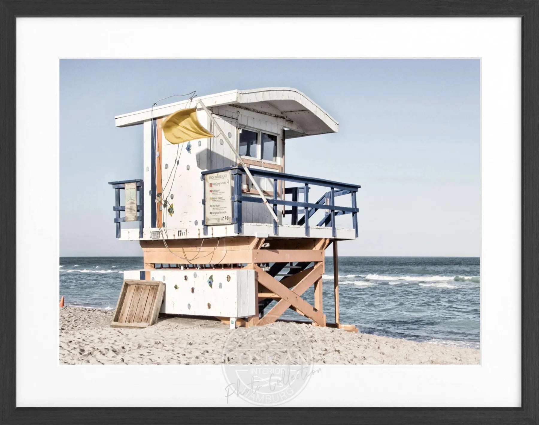 Schwarz-weiß Poster mit Rahmen von Miami Beach Florida, 31x25cm, von Cosman-Photocollection, eleganter Wanddekoration