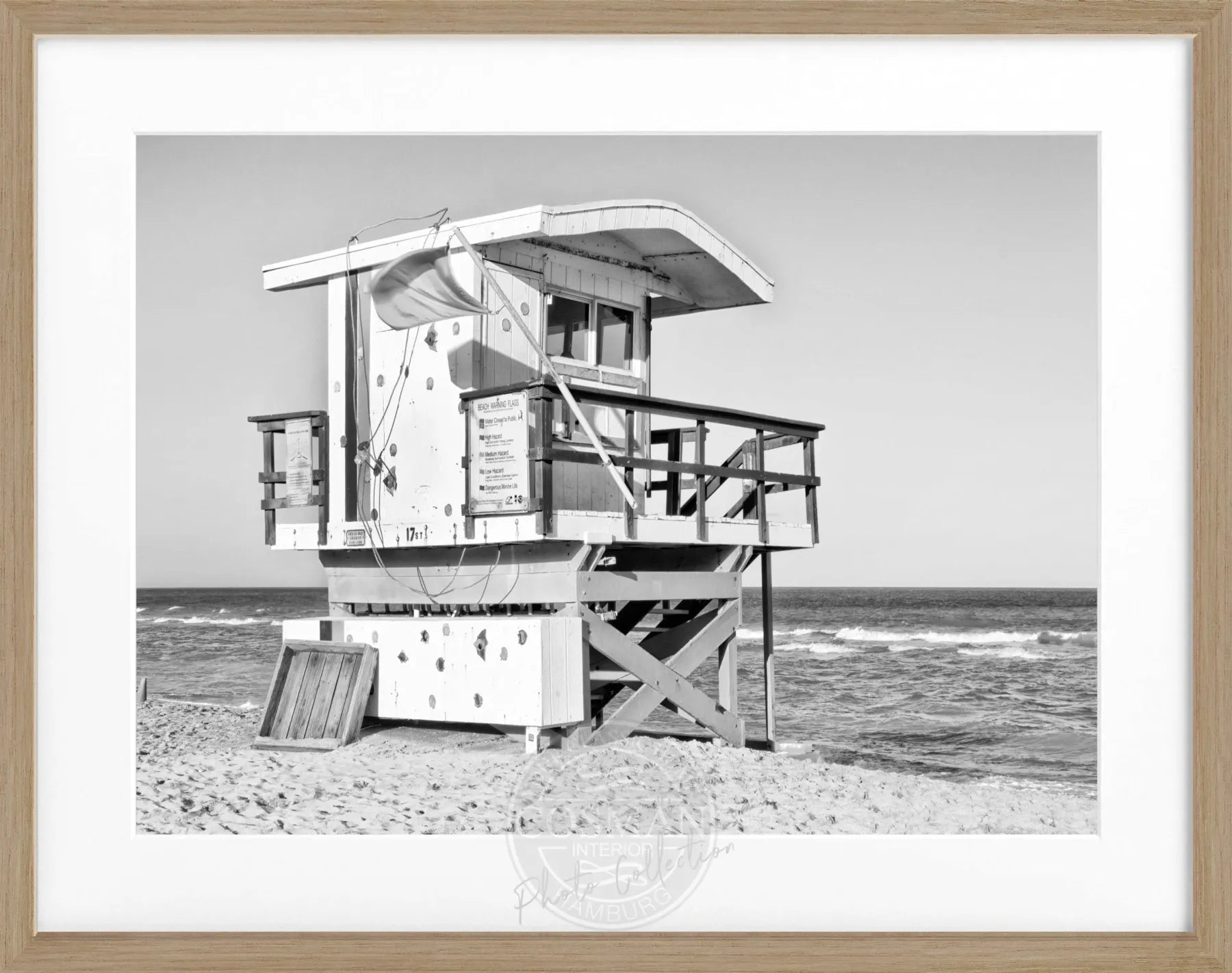 Schwarz-weiß Poster mit Rahmen von Miami Beach Florida, 31x25 cm, von Cosman-Photocollection, dekoratives Wandbild