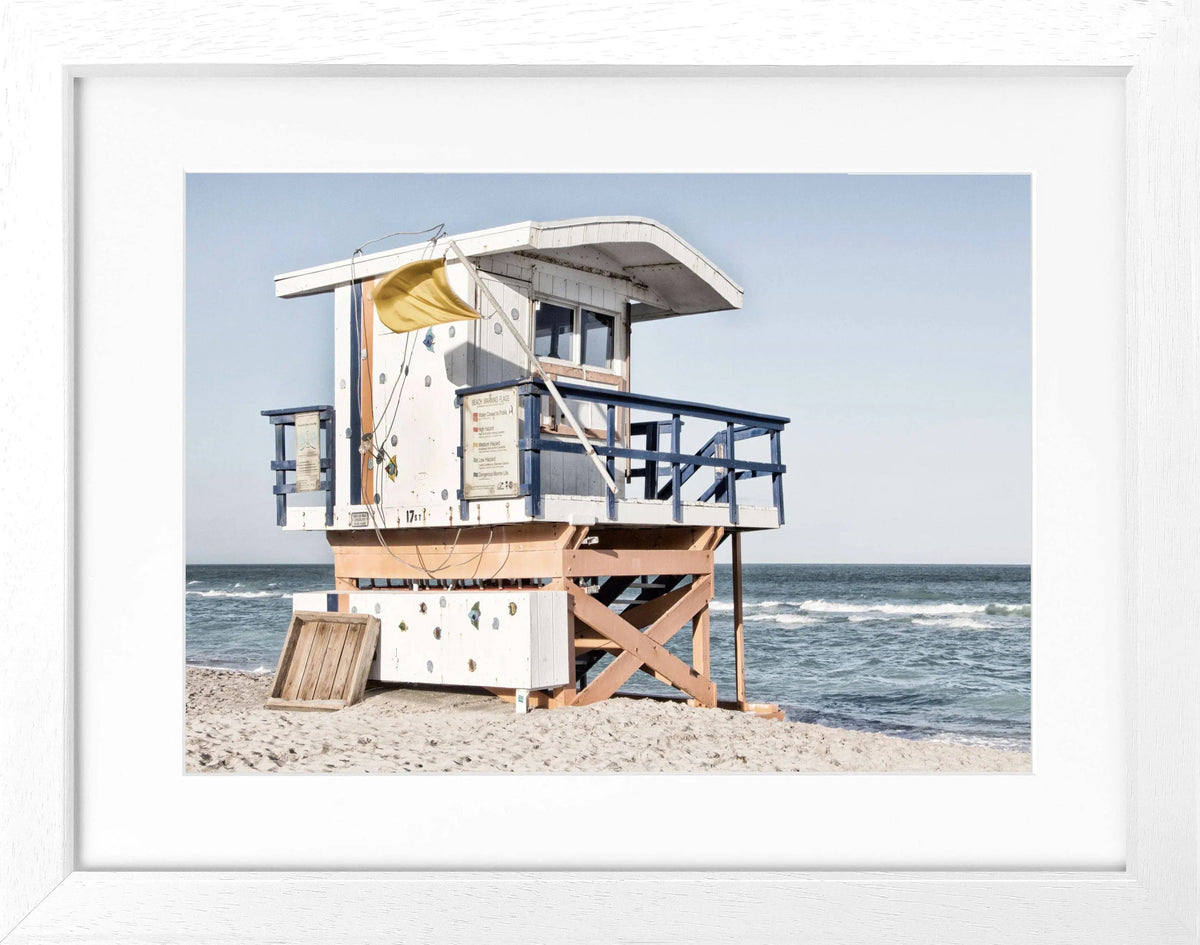 Schwarz-weiß Poster mit Rahmen, Florida Miami Beach, von Cosman-Photocollection, 31x25 cm, Wandbild für Dekoration