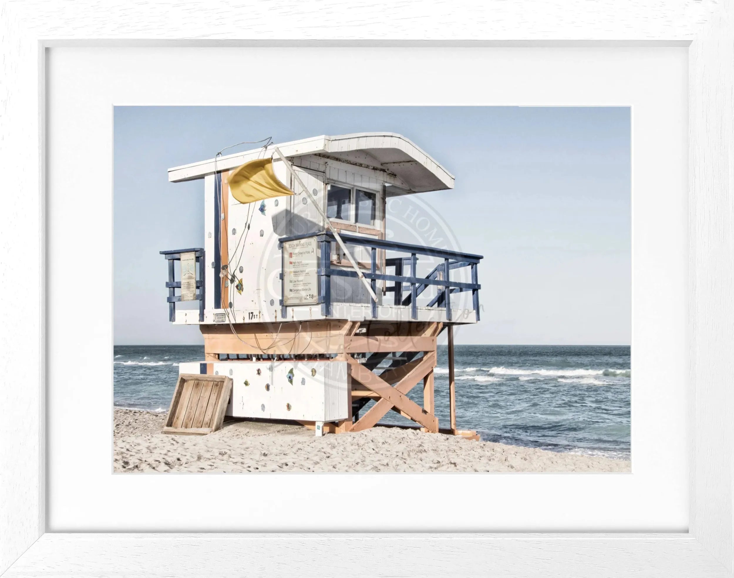 Schwarz-weiß Poster mit Rahmen, Florida Miami Beach, von Cosman-Photocollection, 31x25 cm, Wandbild für Dekoration