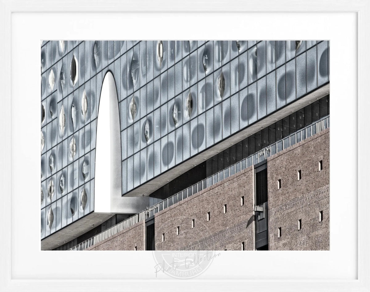 Schwarz-weiß Poster mit Rahmen, Hamburg Elphi Motiv, von Cosman-Photocollection, 31x25 cm, dekoratives Wandbild