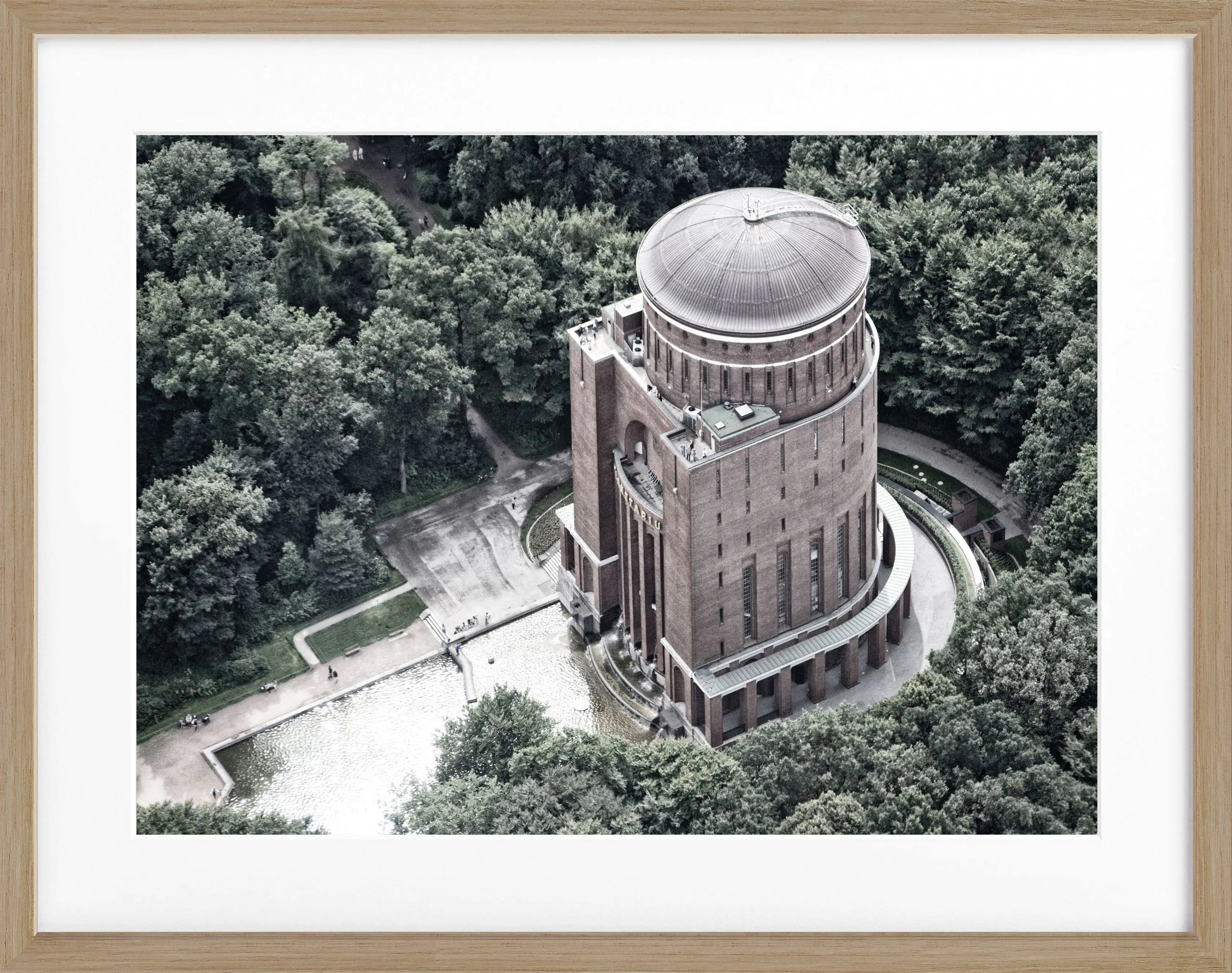 Schwarz-weiß Poster mit Rahmen vom Hamburg Planetarium, Cosman-Photocollection, 31x25cm, dekoratives Wandbild