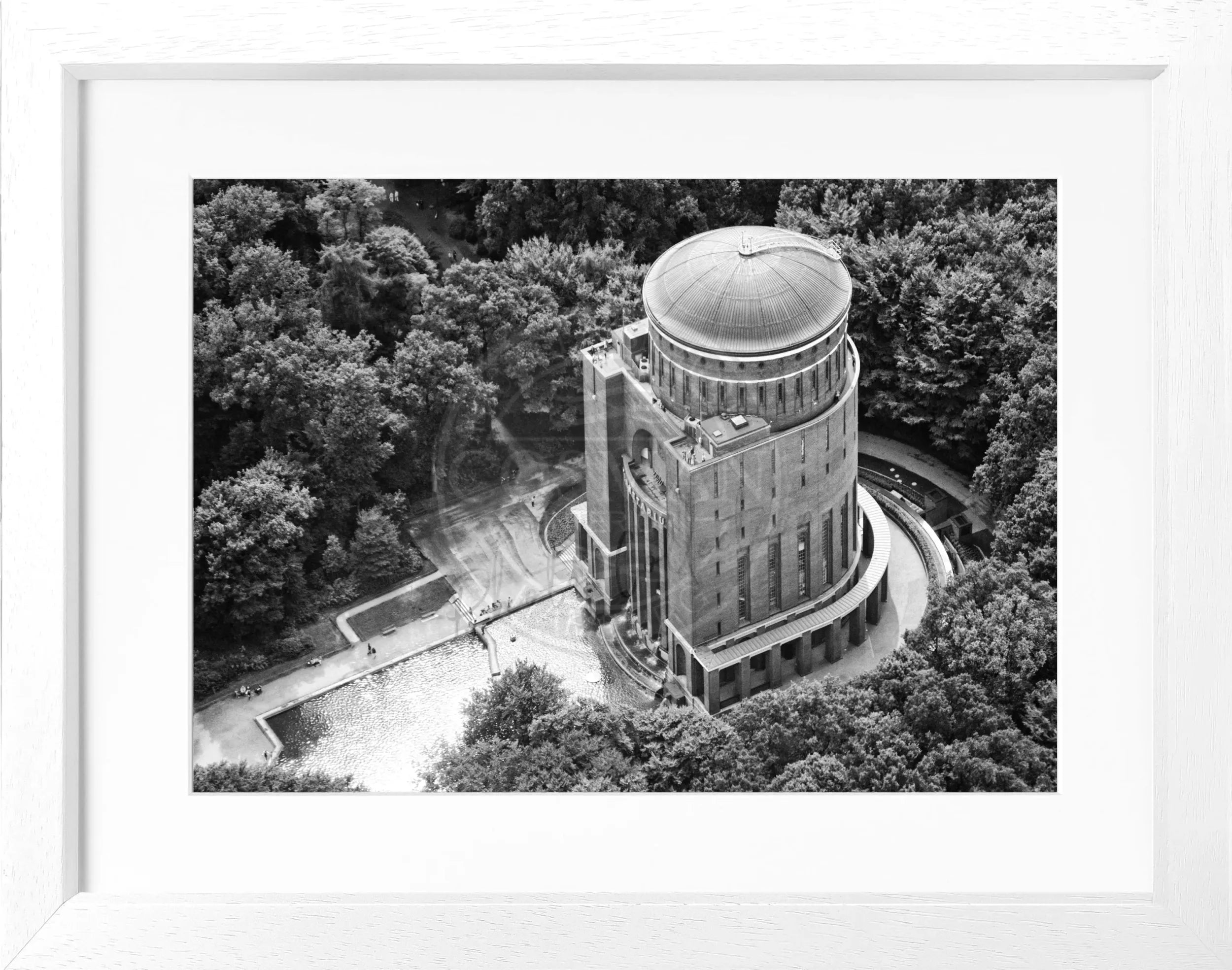 Schwarz-weiß Poster mit Rahmen Hamburg Planetarium, vom Cosman-Photocollection, ca. 31x25 cm, Wanddekoration für Hamburg-Liebhaber