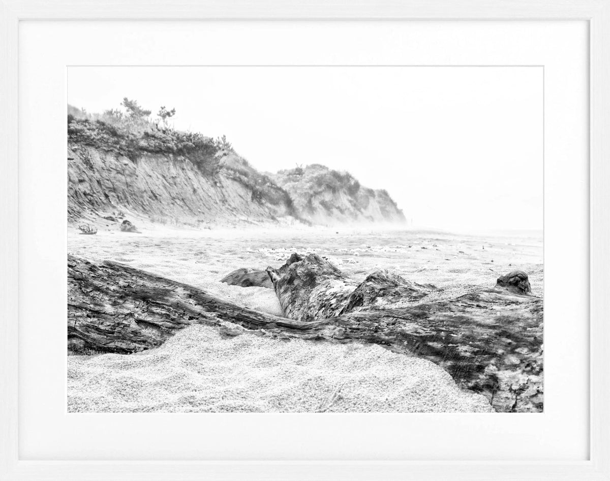 Schwarzer Poster mit Rahmen, Hamptons Long Island ’Beach’ von Cosman-Photocollection, schwarz-weiß, 31x25 cm.