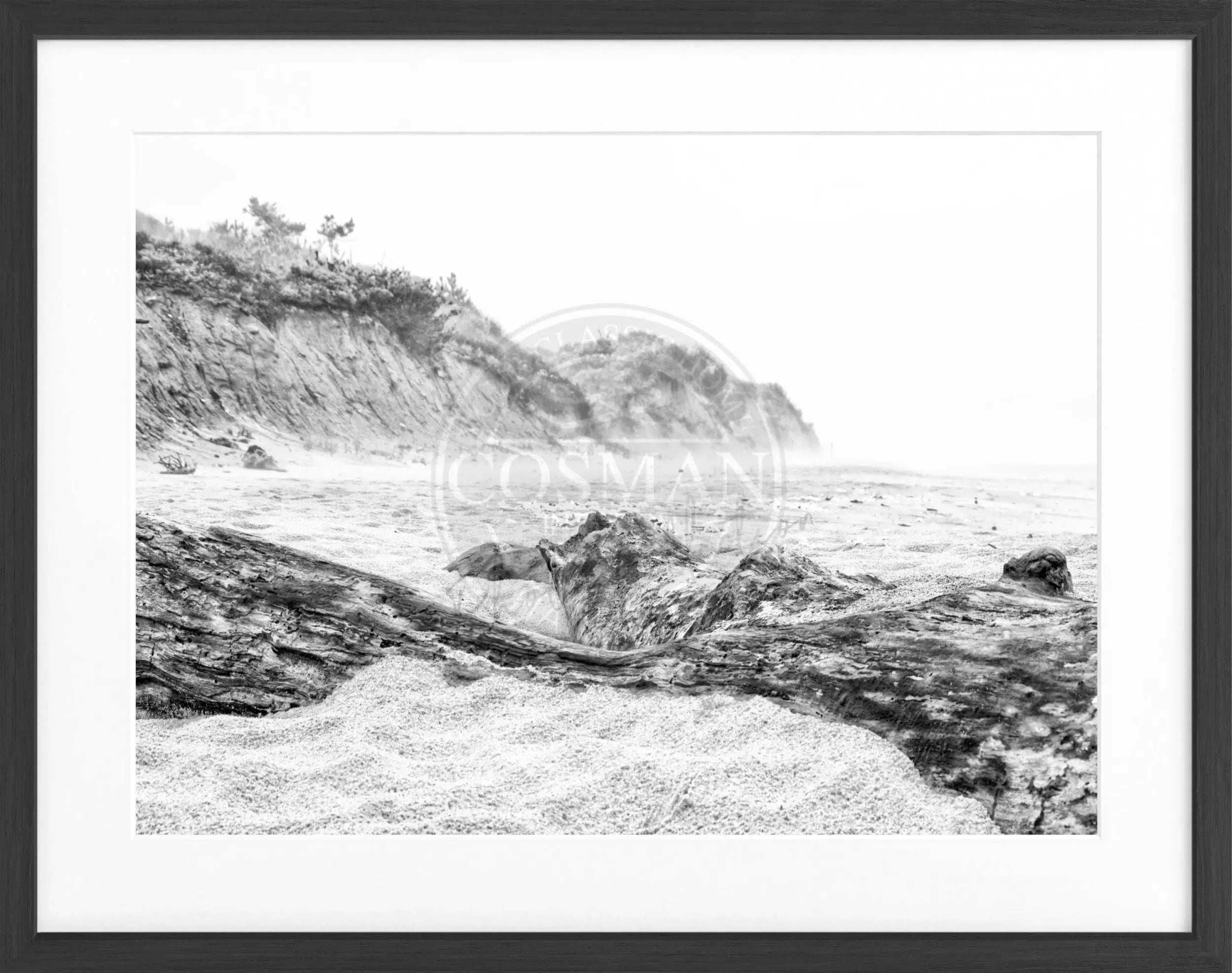 Schwarz-weiß Poster mit Rahmen, Hamptons Long Island Beach, Cosman-Photocollection, 31x25 cm, Strandmotiv