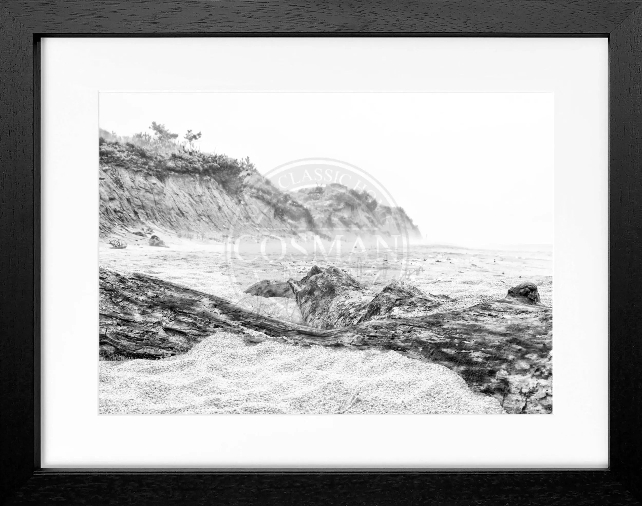 Schwarz-weiß Poster mit Rahmen, Hamptons Long Island ’Beach’, von Cosman-Photocollection, 31x25 cm, Meeresmotiv