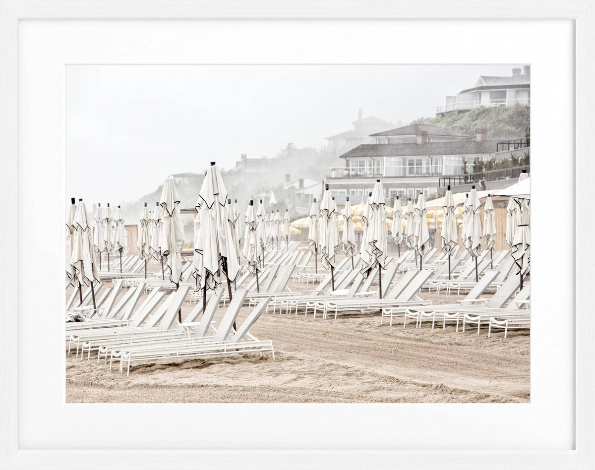 Schwarz-weiß Poster mit Rahmen, Hamptons Long Island ‚Beach‘, Cosman-Photocollection, 31x25cm, dekoratives Wandbild
