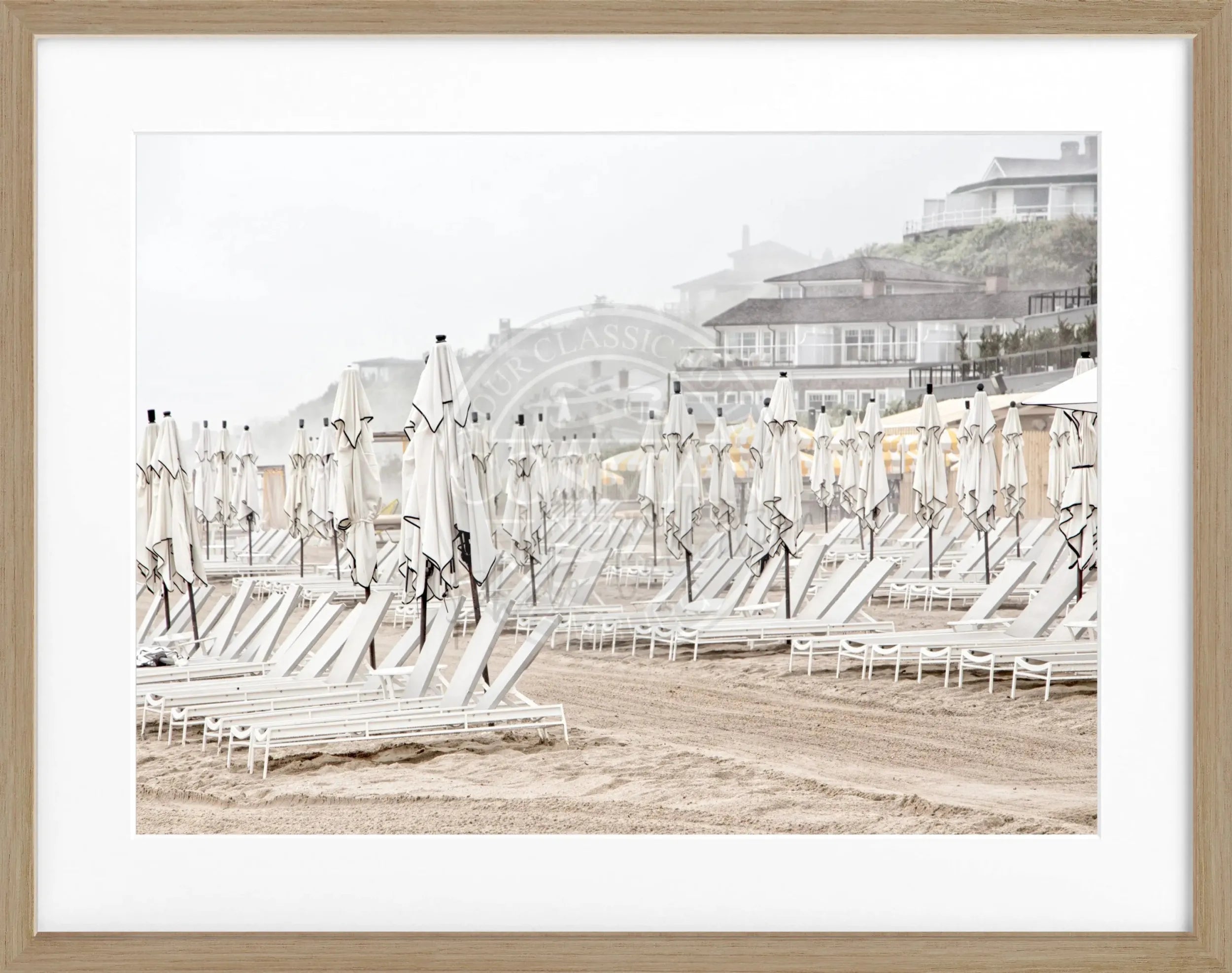 Schwarz-weiß Poster mit Rahmen, Hamptons Long Island ’Beach’ von Cosman-Photocollection, 31x25 cm, Strandmotiv.