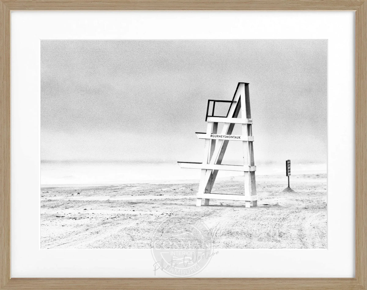 Schwarz-weiß Poster mit Rahmen, Hamptons Long Island ‘Beach’, von Cosman-Photocollection, 31cm x 25cm, kunstvolles Meeresmotiv