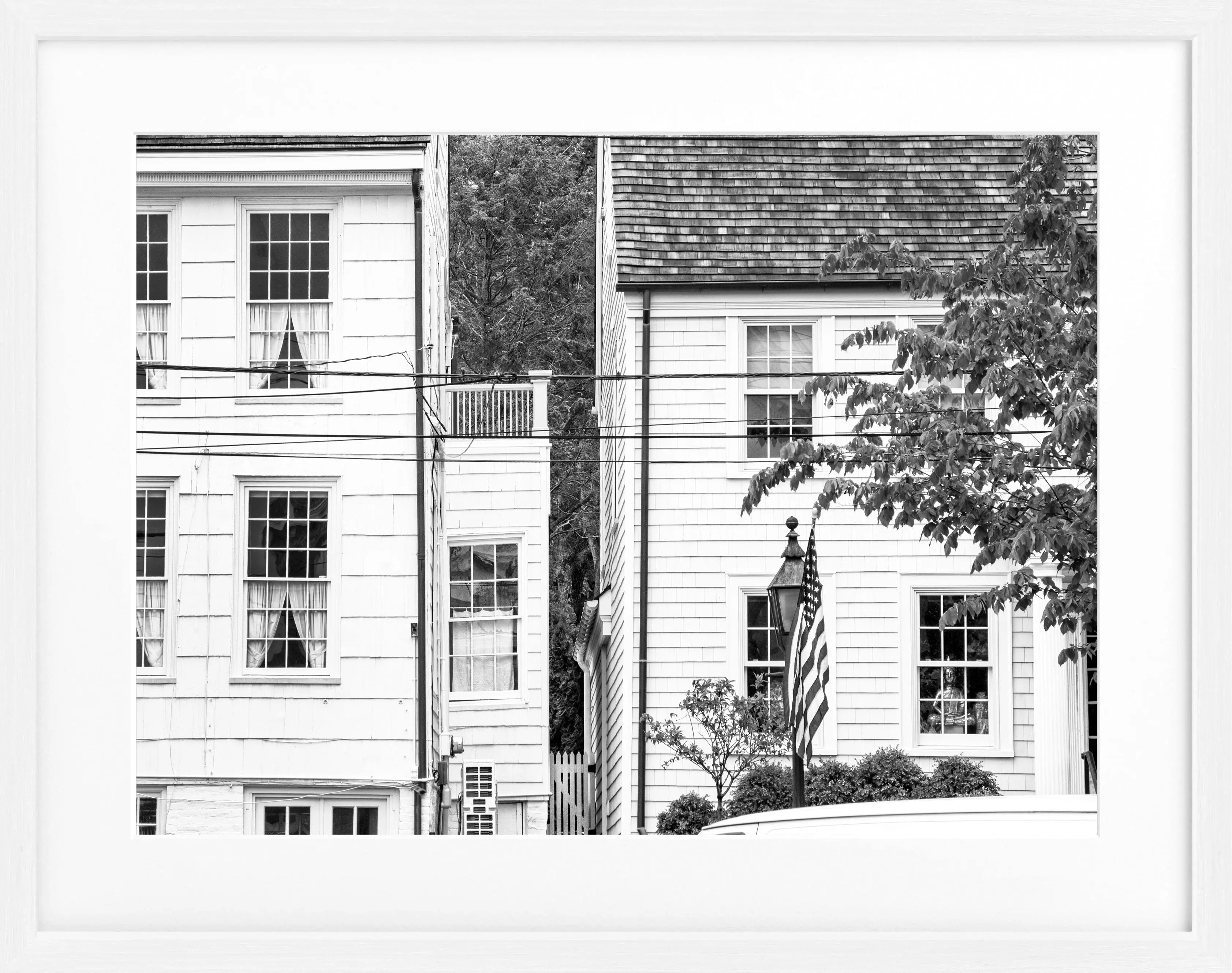 Schwarzes und weißes Poster mit Rahmen, Hamptons Long Island, von Cosman-Photocollection, 31x25 cm, dekoratives Wandbild