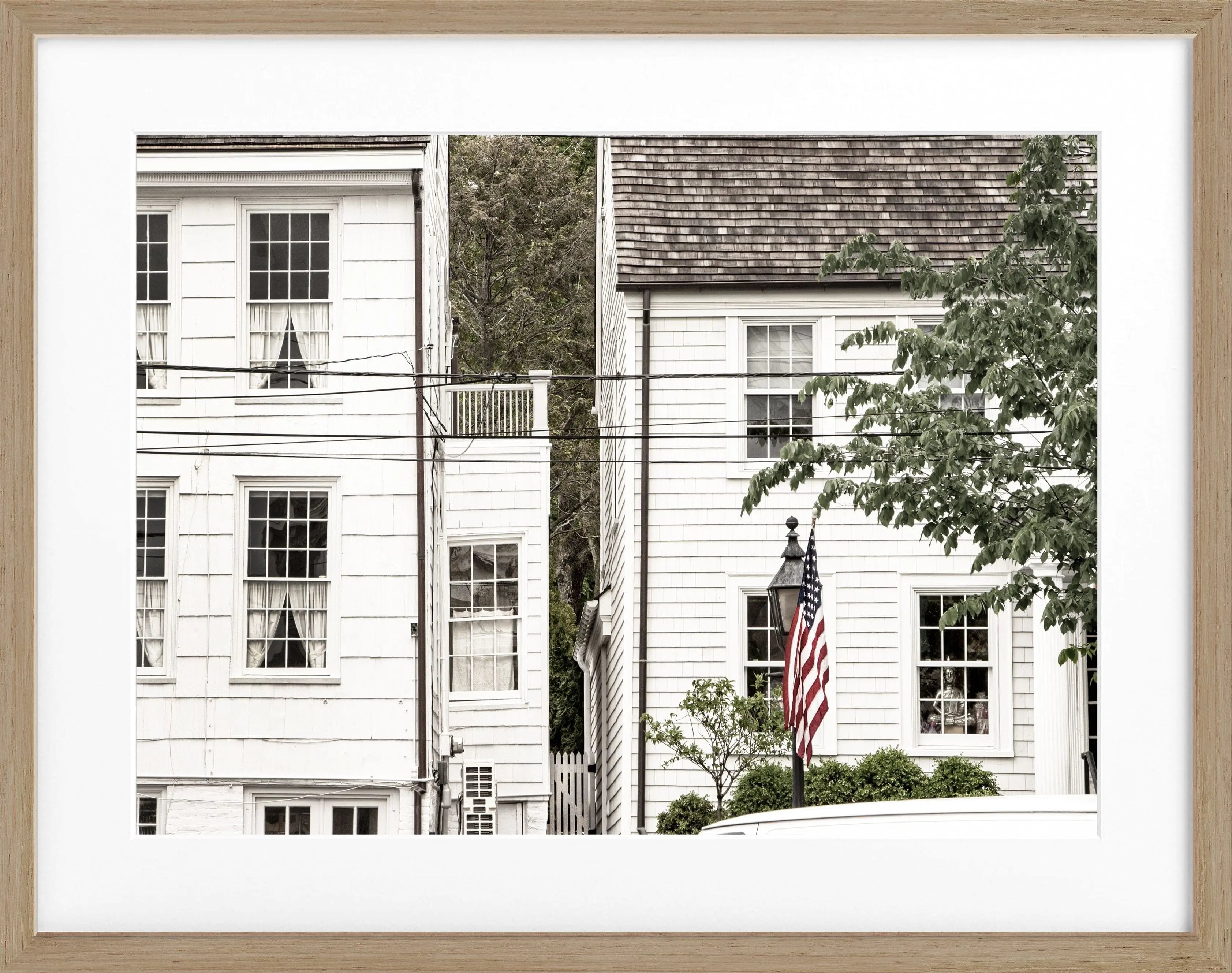 Schwarz-weißes Poster mit Rahmen, Hamptons Long Island, Cosman Photocollection, 31x25cm, dekoratives Wandbild