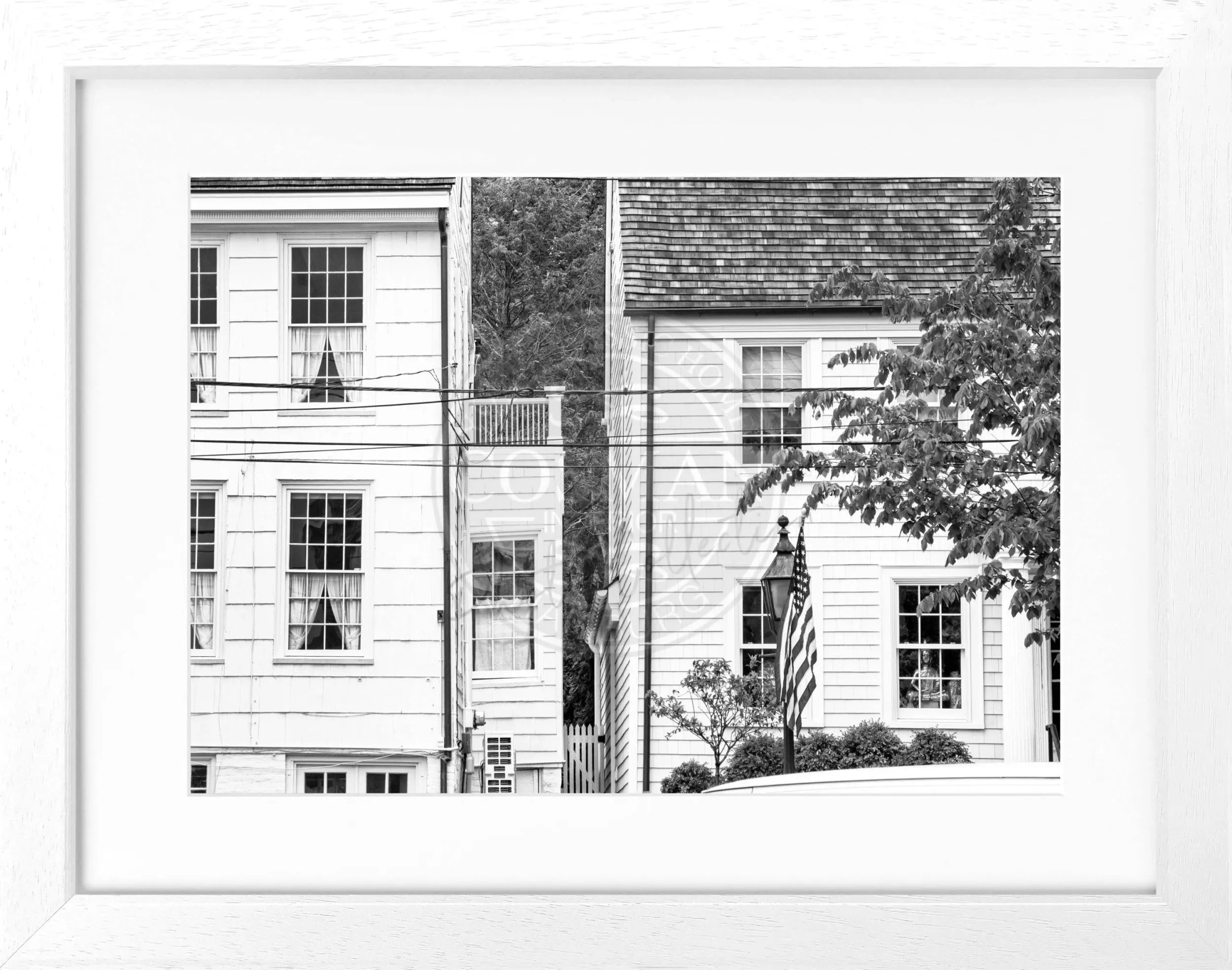 Schwarz-weiΓ Poster mit Rahmen, Hamptons Long Island, Cosman-Photocollection, 31x25 cm, Wanddekoration