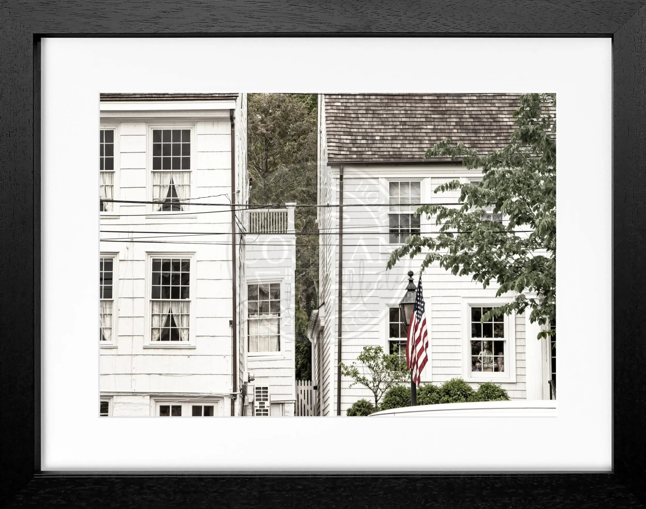 Schwarz-weiΓ Poster mit Rahmen, Hamptons Long Island Motiv, von Cosman-Photocollection, 31x25cm, hochwertiges Wandbild