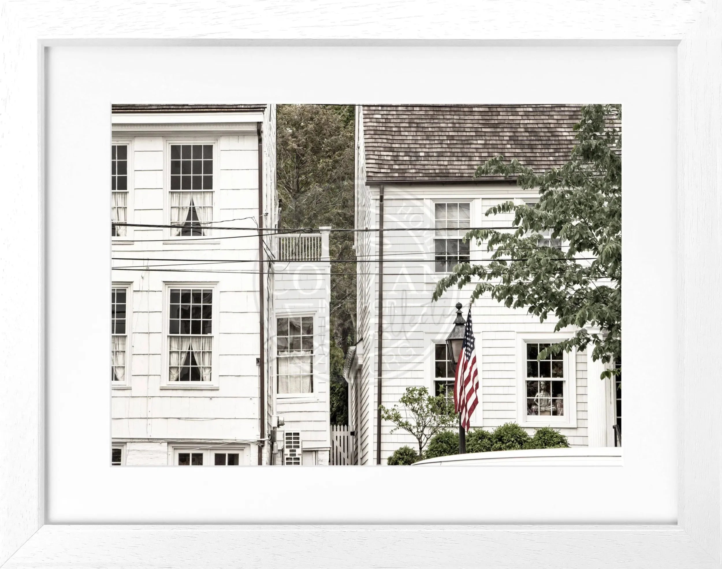 Schwarz-weiΓ Poster mit Rahmen, Hamptons Long Island, Cosman-Photocollection, 31x25 cm, Wanddekoration