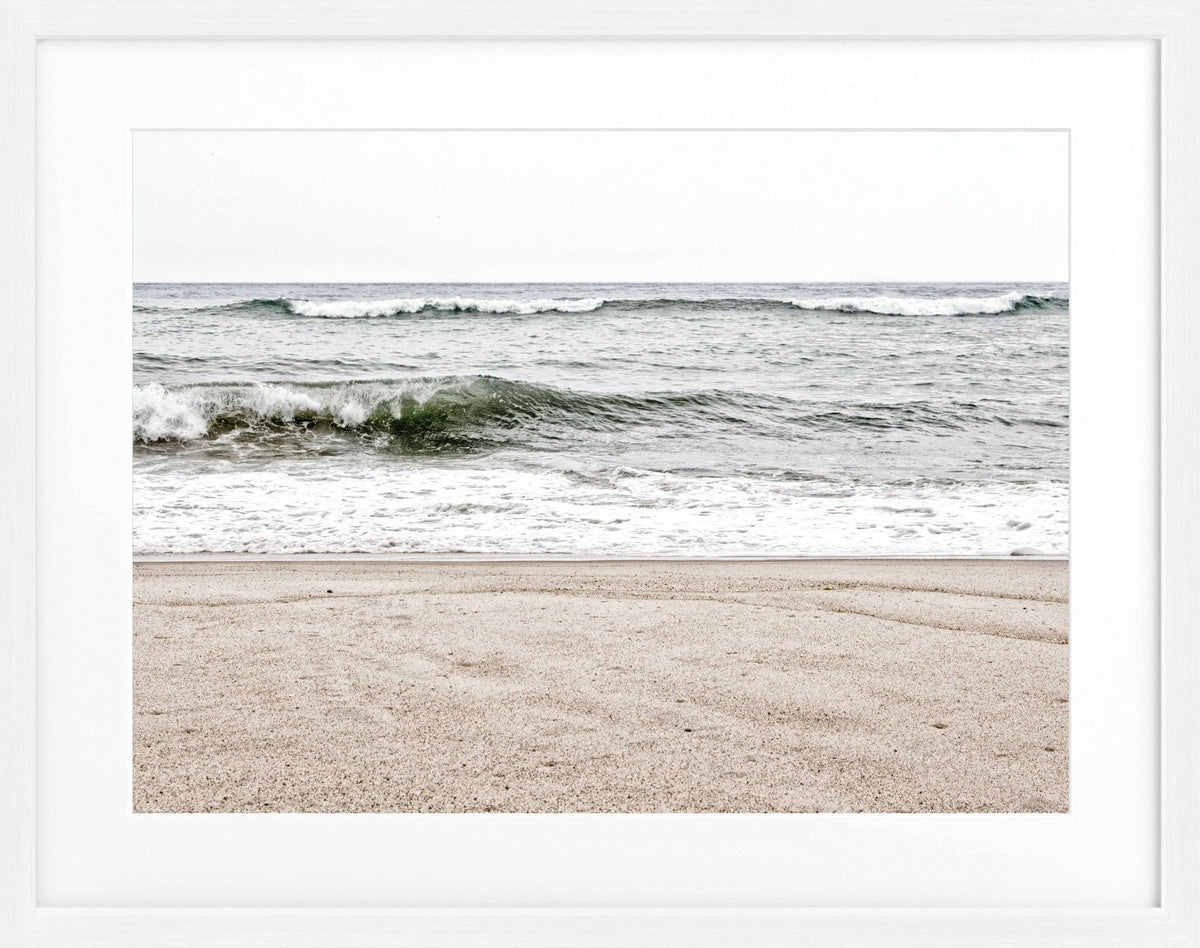 Schwarz-weiß Poster mit Rahmen, Hamptons Long Island ’Ocean’, von Cosman-Photocollection, 31x25 cm, stilvolle Wanddekoration