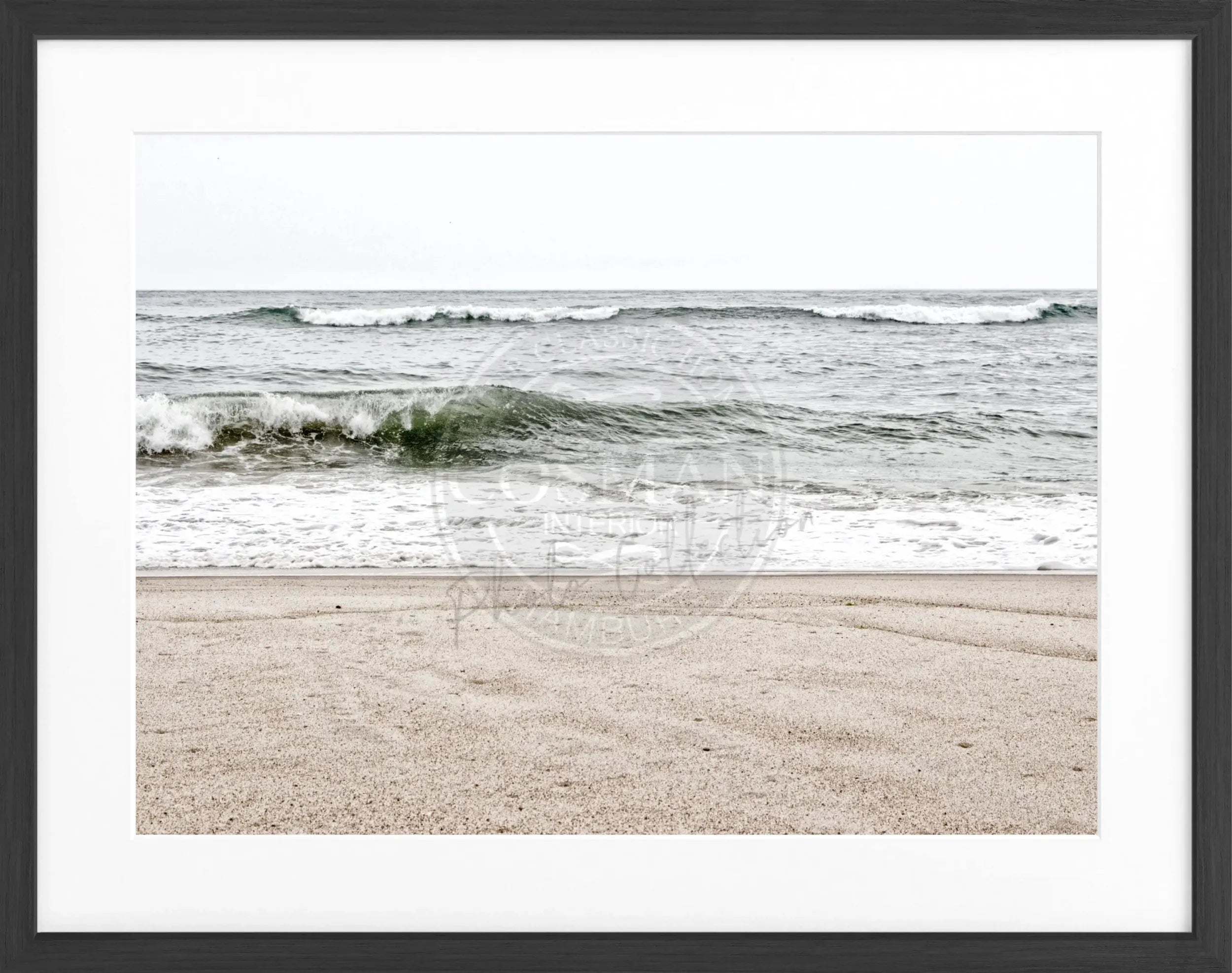 Schwarz-weiß Poster mit Rahmen, Hamptons Long Island Ocean, von Cosman-Photocollection, ca. 31x25 cm, maritimes Motiv